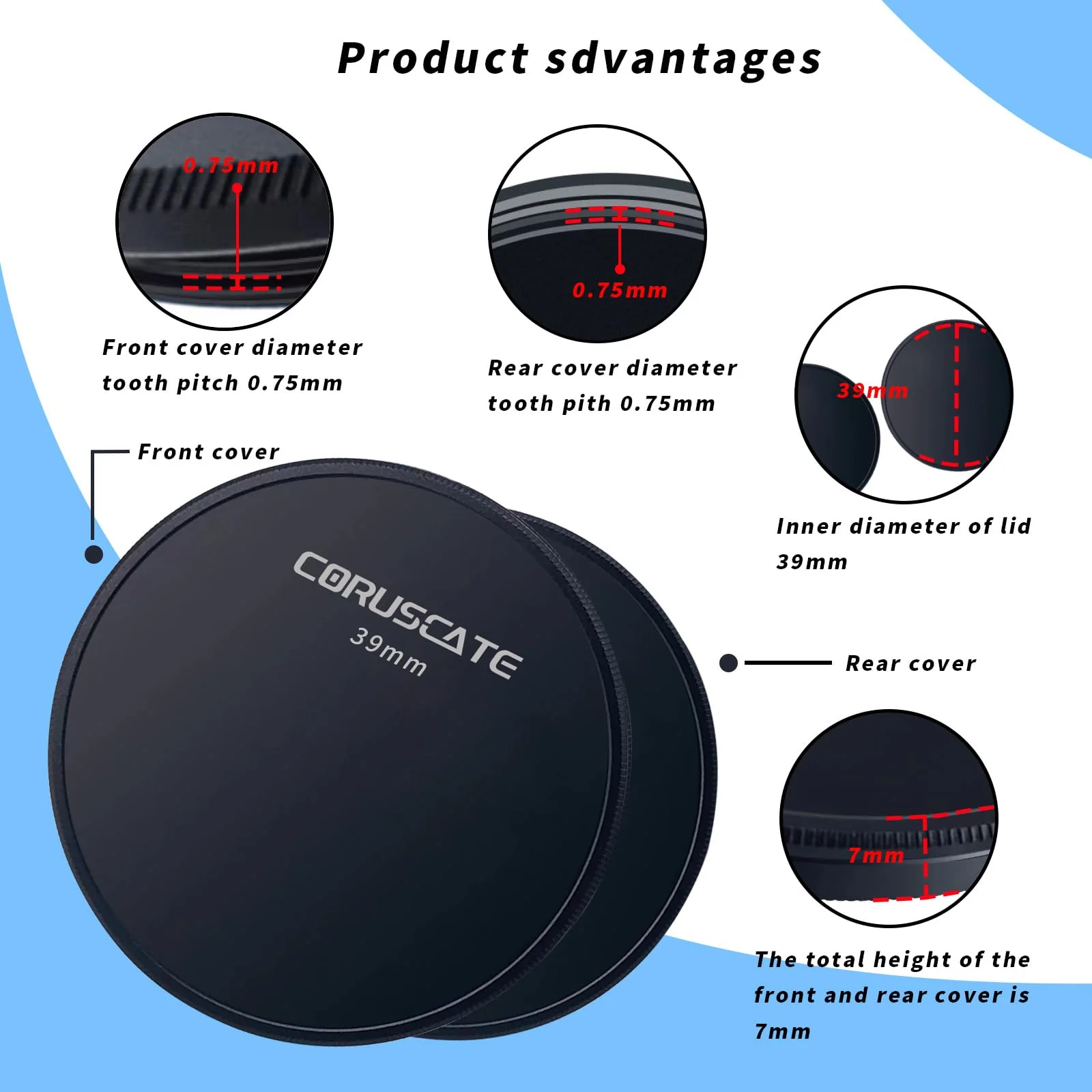 39mm Metal Filter Cap,Lens Cap,Compatible with All Any 39mm with Camera Thread Lens and 39 mm ND,CPL,UV Filter Accessory.(Front Cover+Rear Cover)+Lens Cleaning Cloth - Image 3