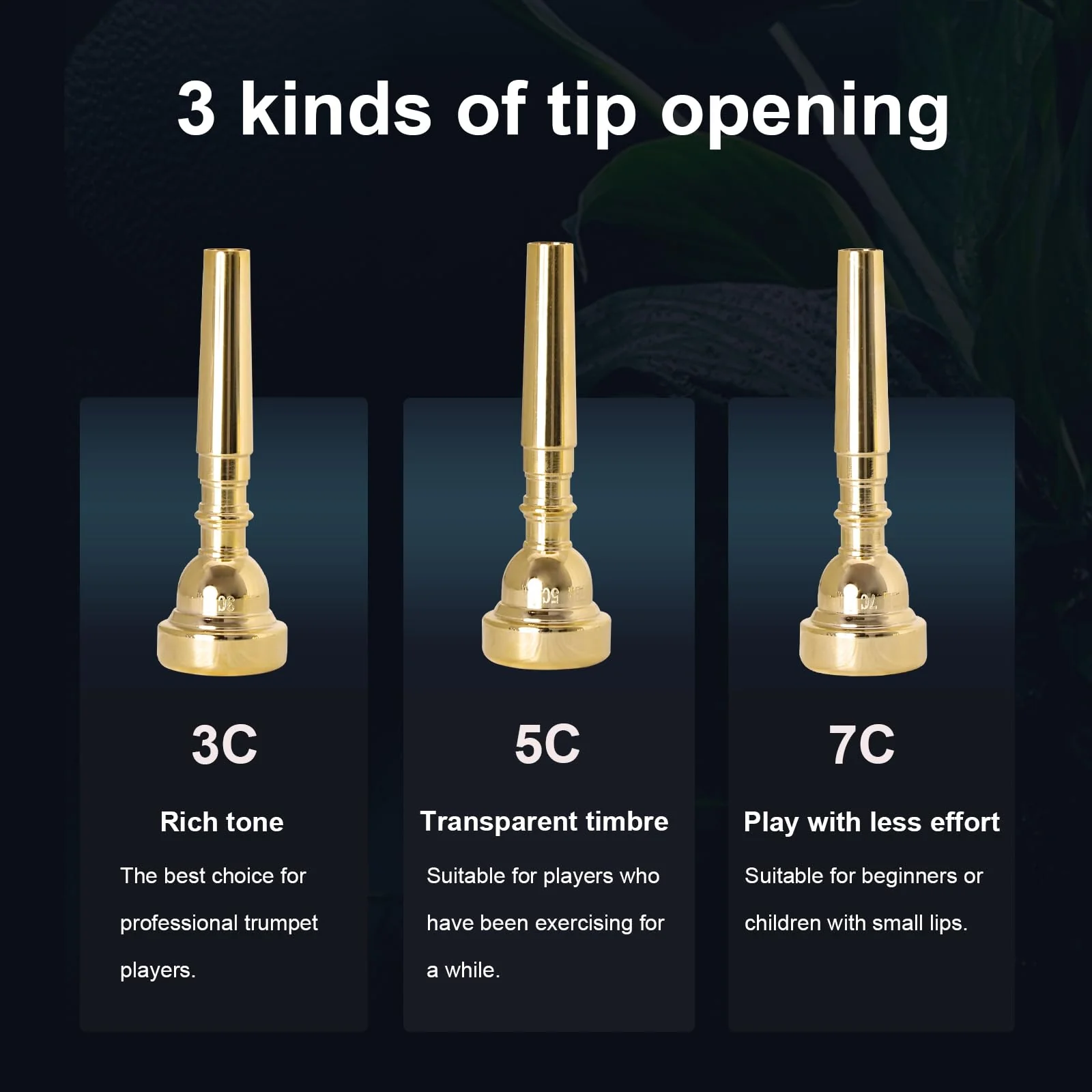 3C 5C 7C Trumpet Mouthpiece Instrument Mouthpieces, Gold-plated Trumpet Mouthpiece Replacement - For Beginners & Professionals, Trumpet Instrument Accessories 3C 5C 7C Gold - Image 5