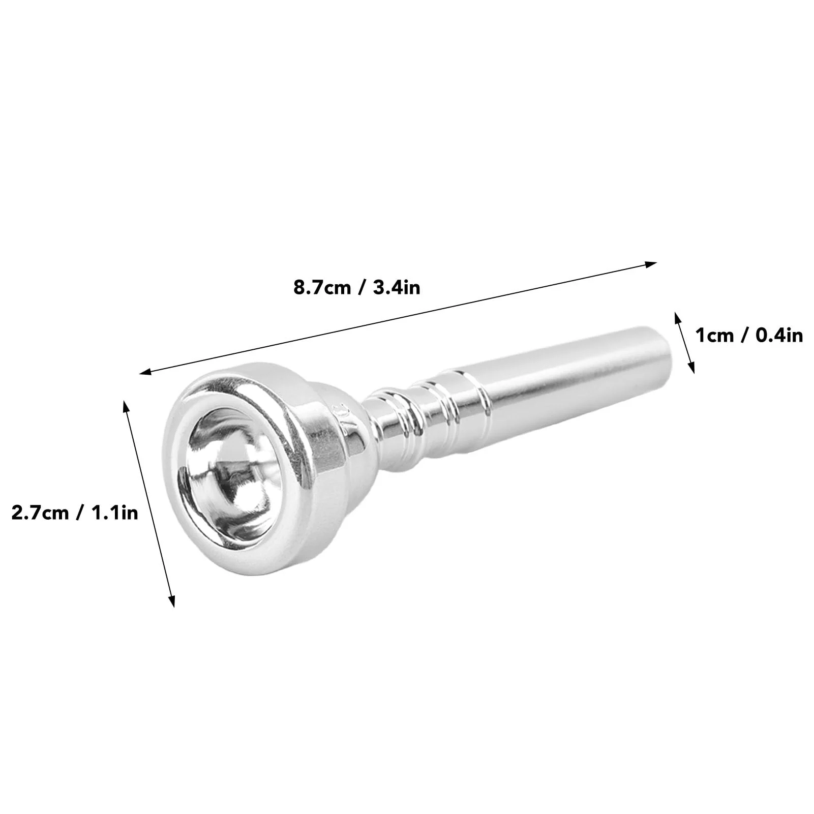 3C Trumpet Mouthpiece, Silver Trumpet Mouthpiece Music Instrument, Stable Brass Instrument Accessories for Beginners, Intermediates and Professional Players, 3.43x1.06in - Image 4