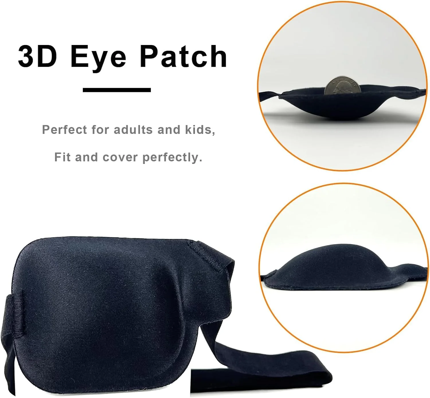 3D Eye Patch, Medical Eye Patches for Adults Kids, 3D Amblyopia Lazy Eye Patches for Right Eye Black - Image 4