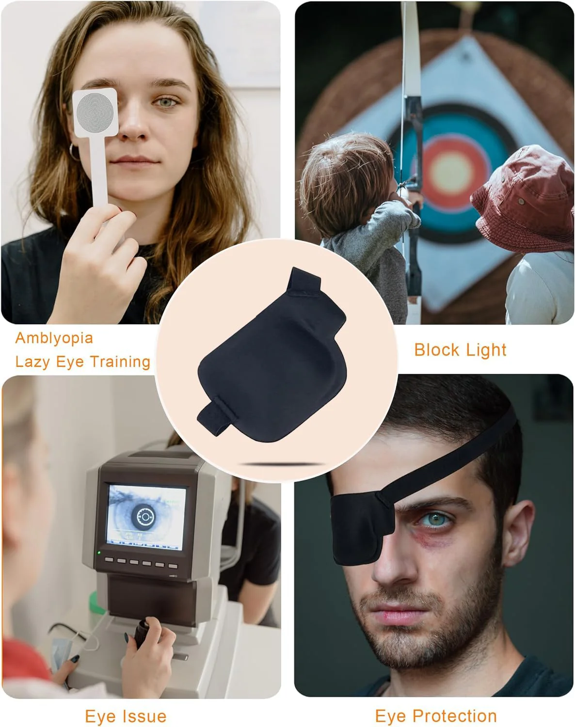 3D Eye Patch, Medical Eye Patches for Adults Kids, 3D Amblyopia Lazy Eye Patches for Right Eye Black - Image 5
