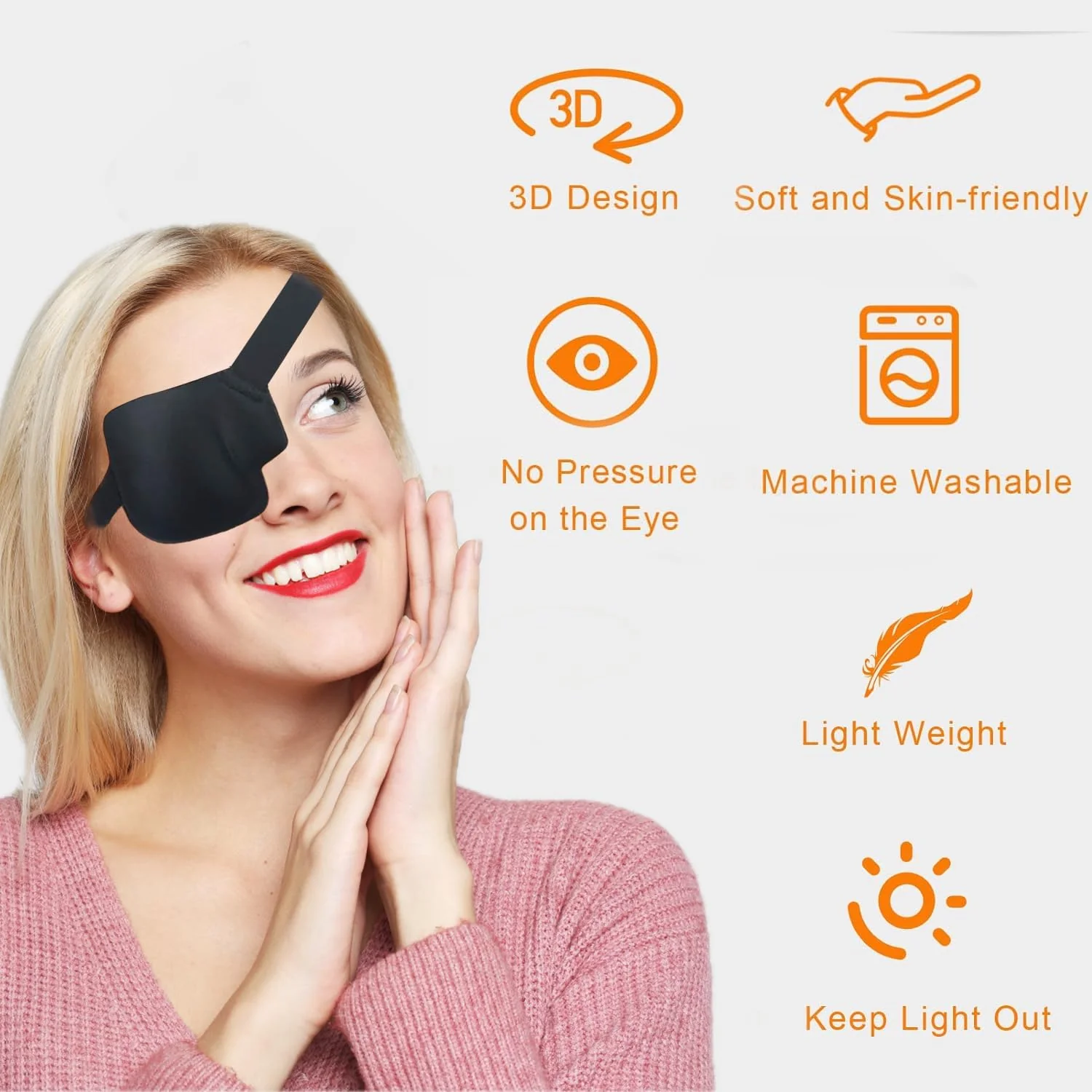 3D Eye Patch, Medical Eye Patches for Adults Kids, 3D Amblyopia Lazy Eye Patches for Right Eye Black - Image 7