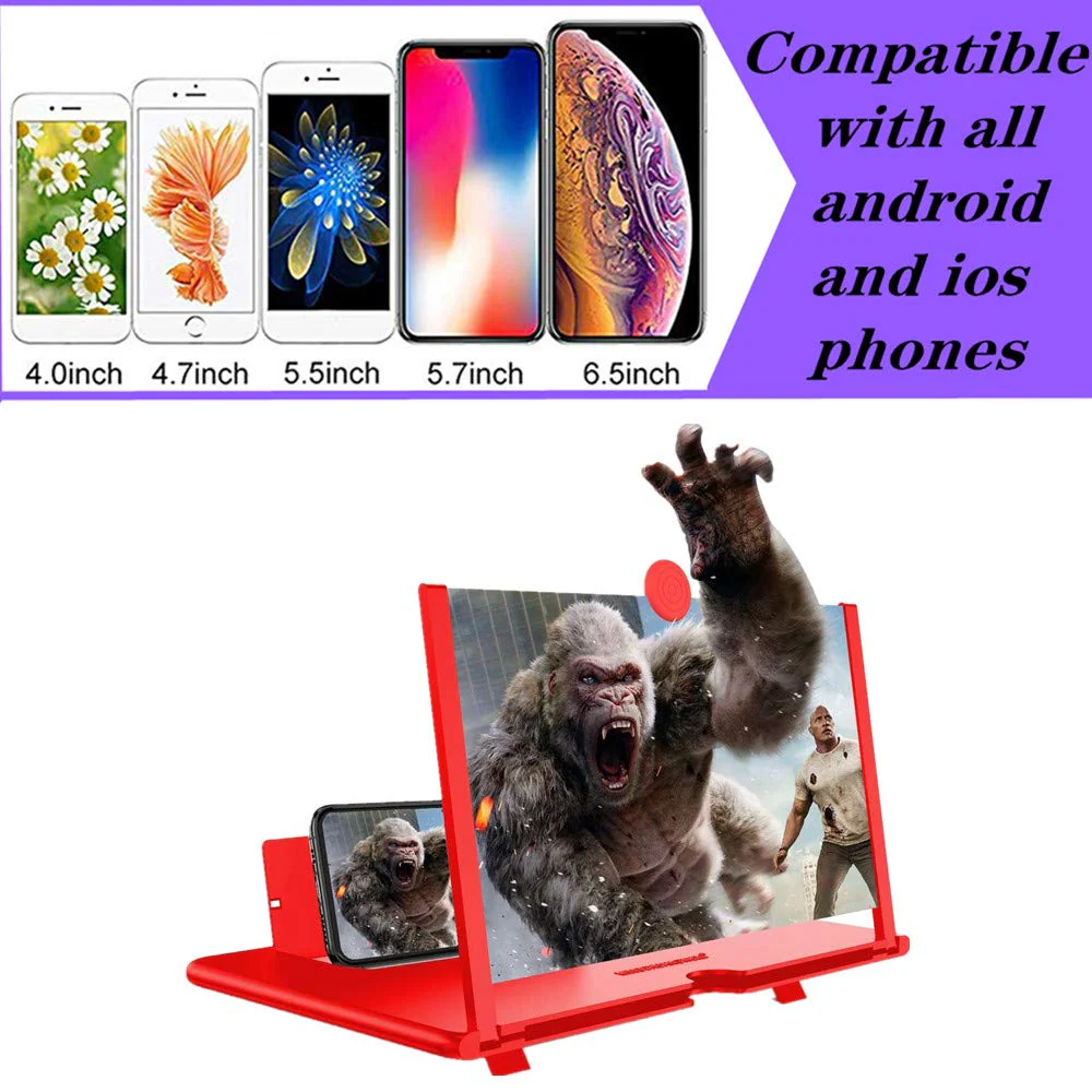 3D Screen Magnifier 12-inch HD Mobile Smartphone Video Magnifier Support X / 8/8 Plus / 7/7 Plus / 6 / 6s / 6 Plus / 6s Plus and All Other Smartphones - Image 2