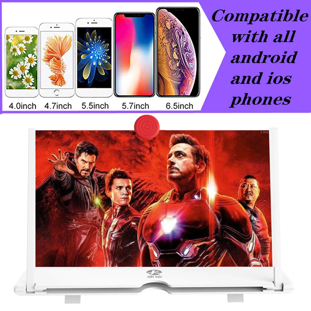 3D Screen Magnifier Amplifier, HD Amplifier Projector for Movies, Videos and Games. Foldable Phone Stand with Screen Amplifier for All Smartphones (White) - Image 2
