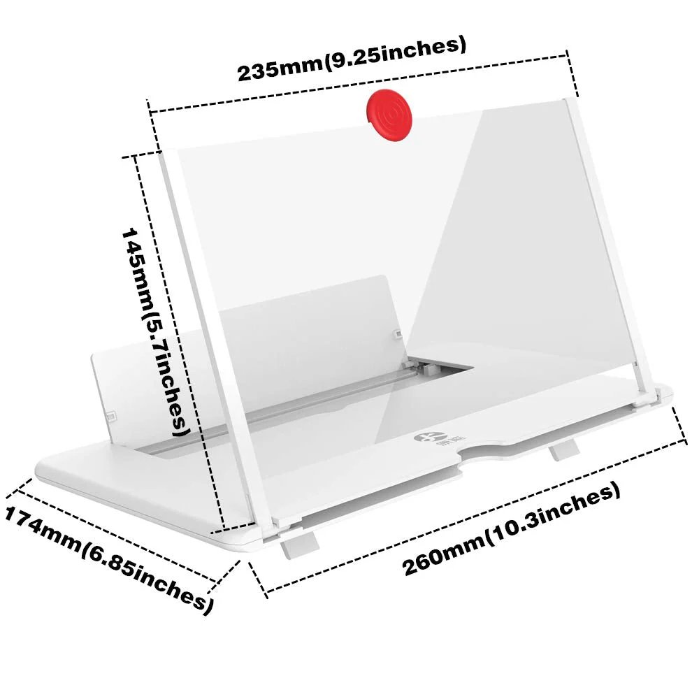 3D Screen Magnifier Amplifier, HD Amplifier Projector for Movies, Videos and Games. Foldable Phone Stand with Screen Amplifier for All Smartphones (White) - Image 4