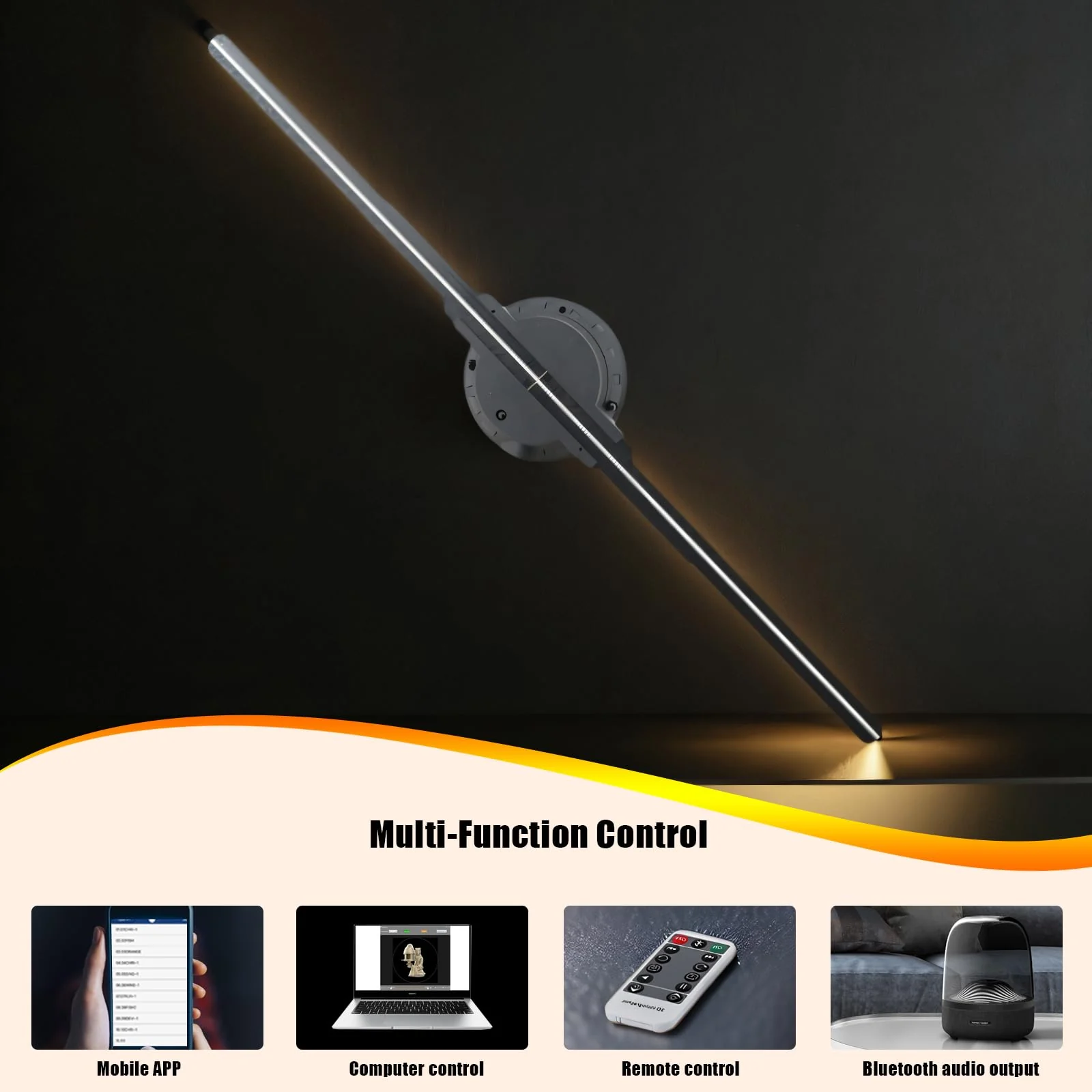 3Dhologramfan 19.7 “, LED Holographic Display Fan for Commercial Advertising, App/PC/WiFi/Bluetooth, 3Dhologram Projector Fan for Store, Holiday, Retail & Trade Show Display with 1500 Video Library - Image 2