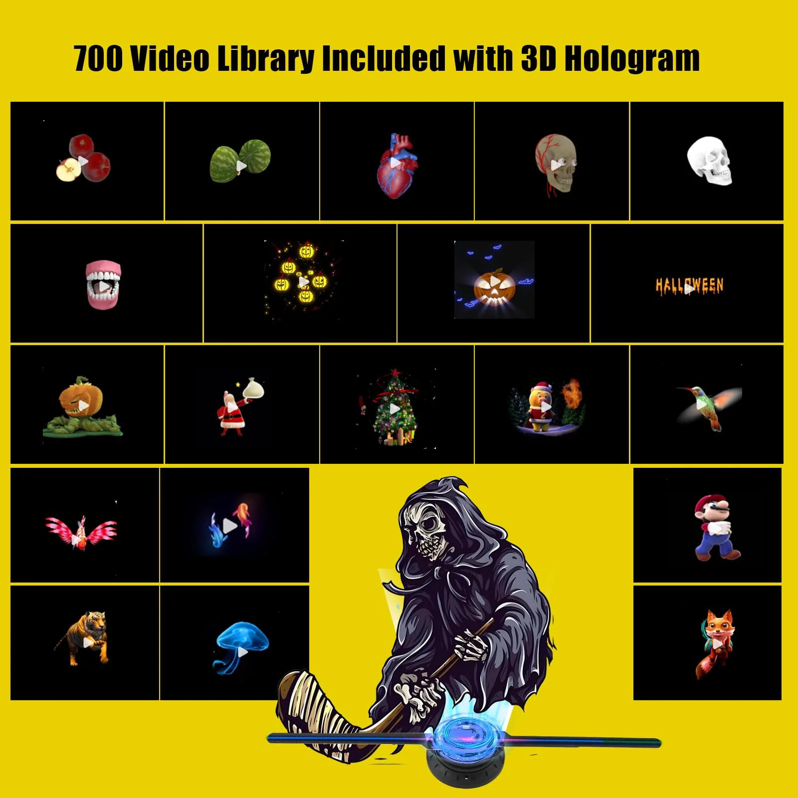3Dhologramfan 19.7 “, LED Holographic Display Fan for Commercial Advertising, App/PC/WiFi/Bluetooth, 3Dhologram Projector Fan for Store, Holiday, Retail & Trade Show Display with 1500 Video Library - Image 9