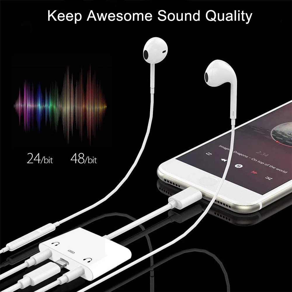 3in1 Lighting to 3.5mm,Headphone Adapter for iPhone, Dual Earphone Jack Audio and Charging Adapter,Headphone Splitter for iPhone 14/13/12/11/XS Max/XR/8/7 Plus /6/ iPad,Support iOS 10 to16 - Image 7