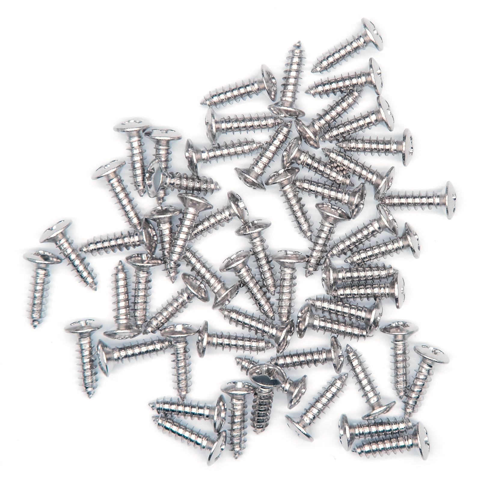 3MM Electric Guitar Bass Pickguard Screws Pick Guards Scratch Plate Mounting Screws for Fender Strat ST Tele TL Stratocaster Telecaster Gibson LP Les Paul SG Guitar Pack of 50 (Chrome) Chrome - Image 2