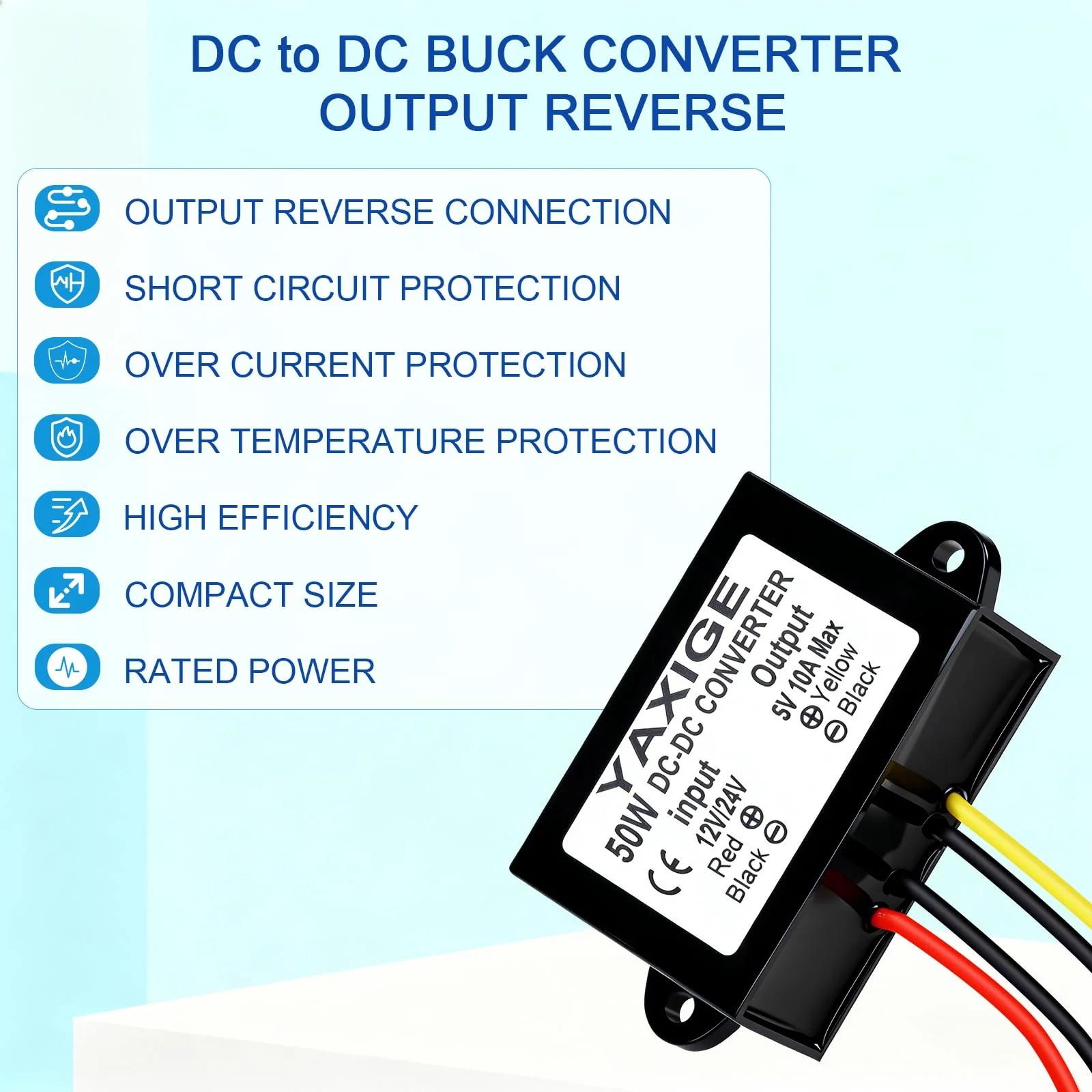 3PCS 12V/24V to 5V 10A 50W Step-Down Converter Regulator Waterproof Step-Down Power Supply Reducer Regulator Voltage Module (10V-32V to 5V, 10A) 12V24V TO 5V 3PCS - Image 6