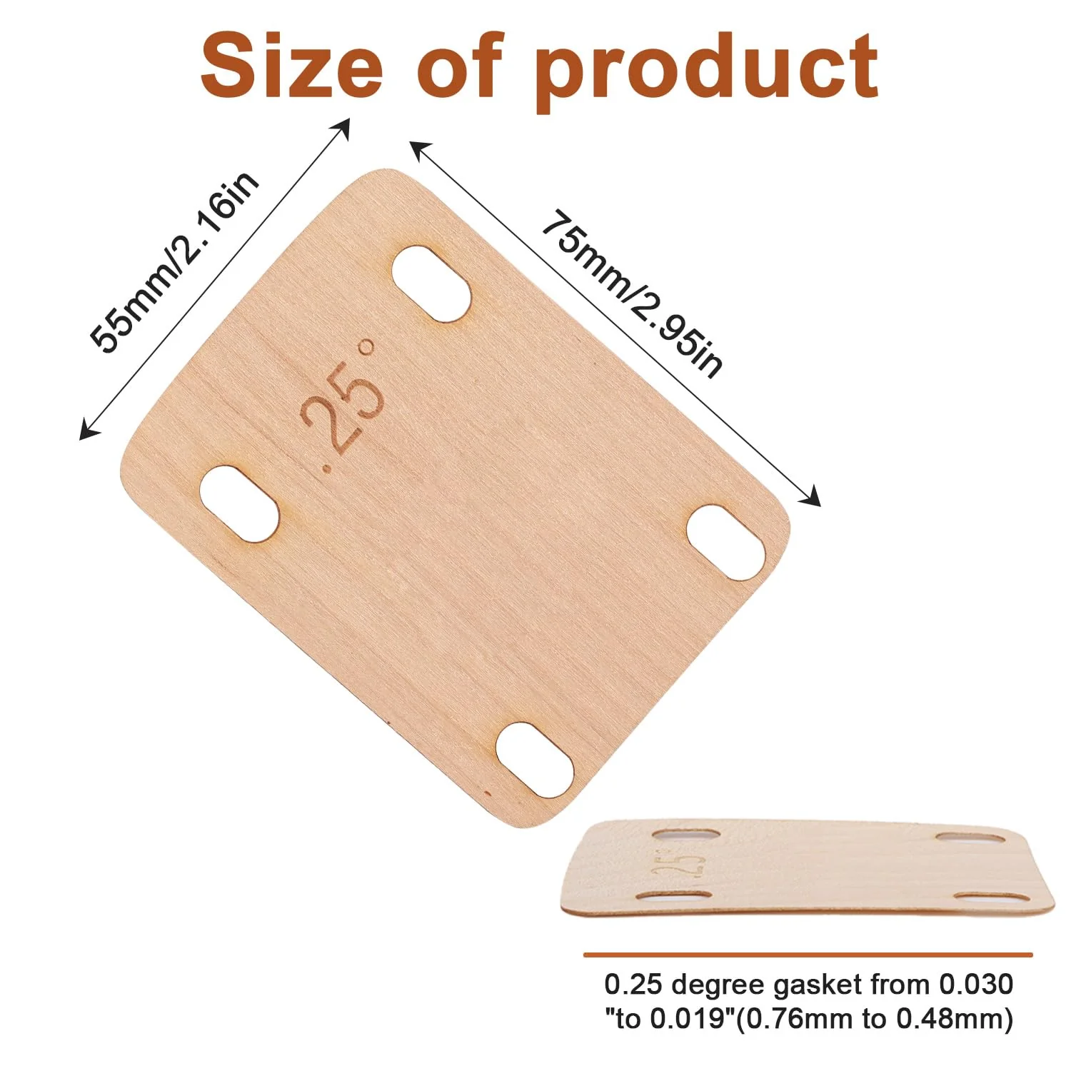 3pcs 25° Guitar Neck Shims, Solid Maple Wood Guitar Neck Shim Protection 25 Degree Guitar Neck Plate Tool for Guitar Bass Repairing - Image 2