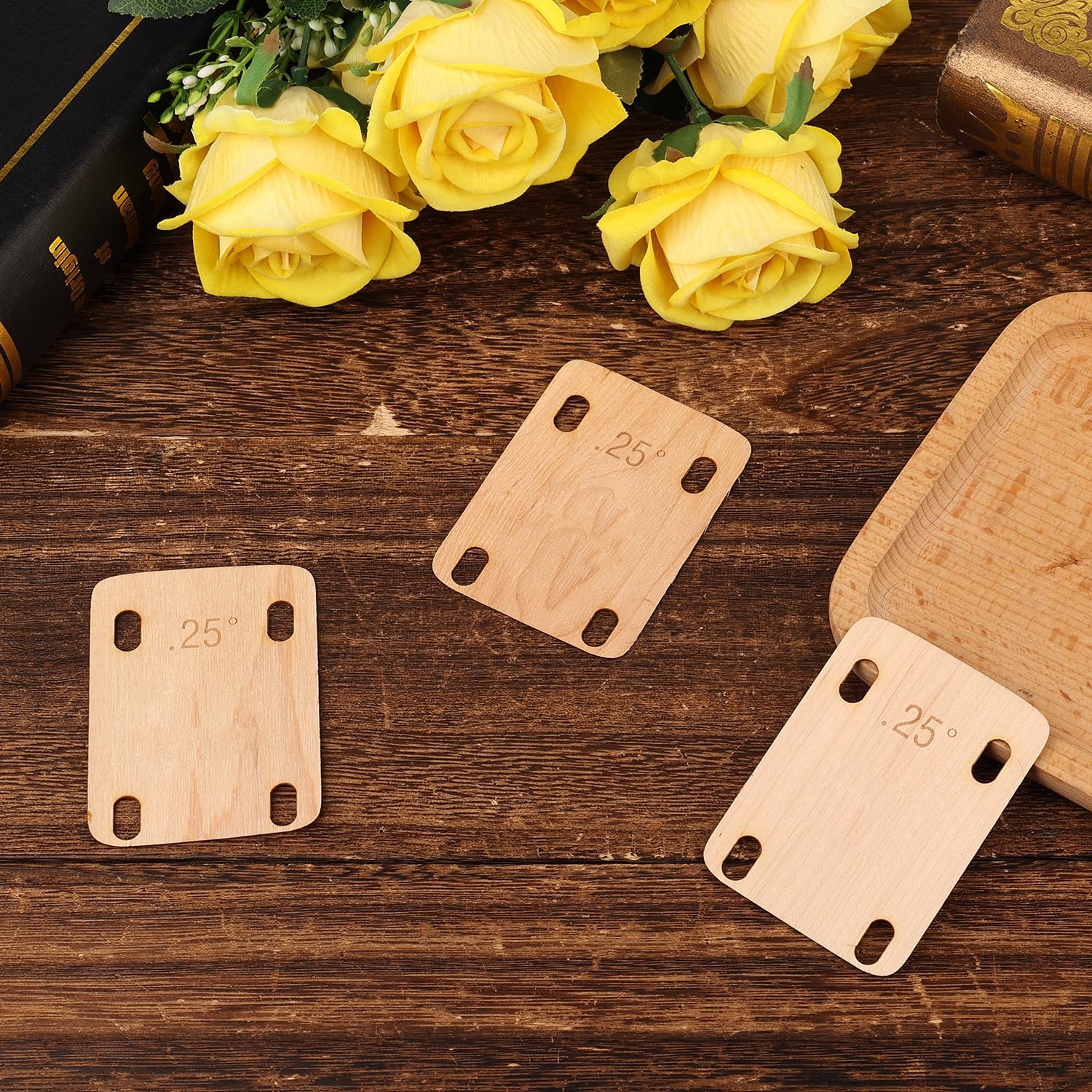 3pcs 25° Guitar Neck Shims, Solid Maple Wood Guitar Neck Shim Protection 25 Degree Guitar Neck Plate Tool for Guitar Bass Repairing - Image 3