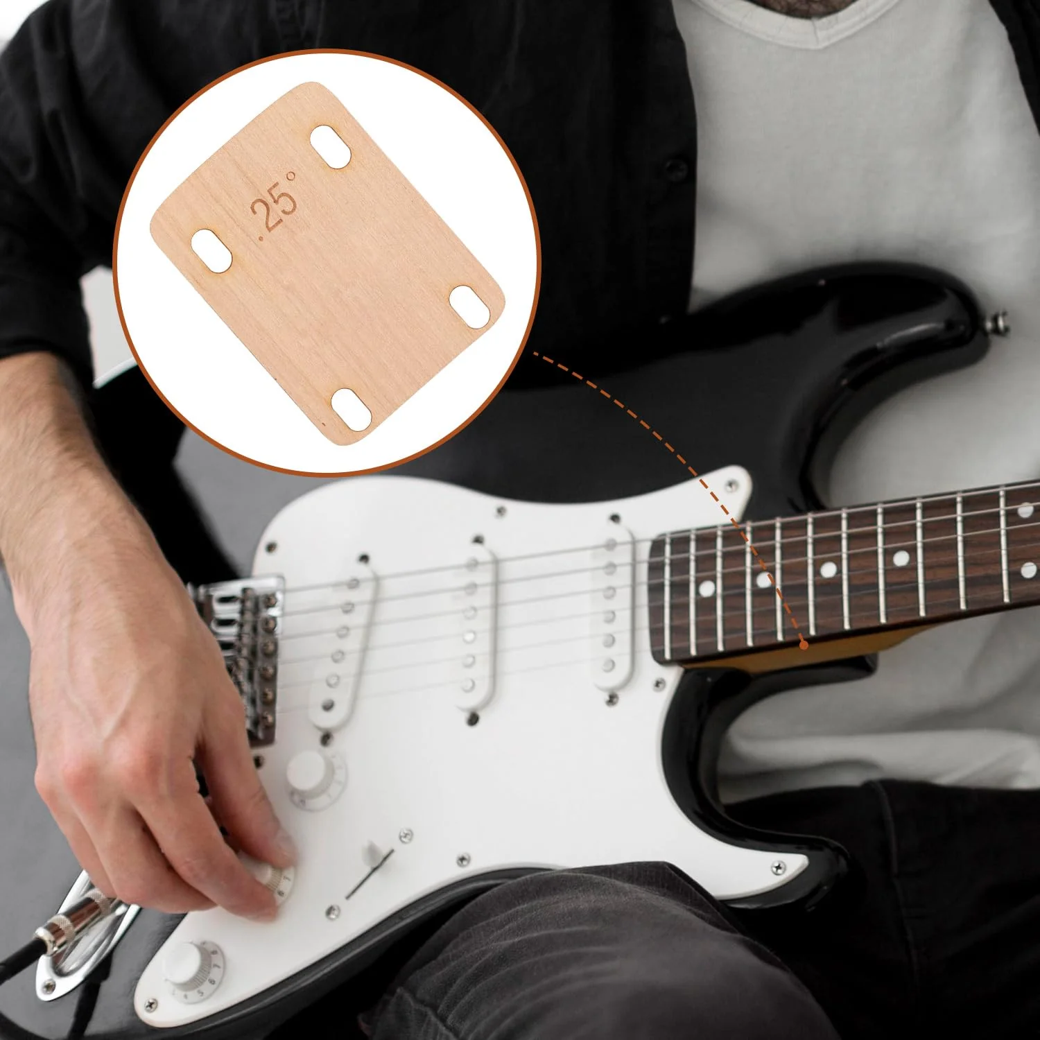 3pcs 25° Guitar Neck Shims, Solid Maple Wood Guitar Neck Shim Protection 25 Degree Guitar Neck Plate Tool for Guitar Bass Repairing - Image 6