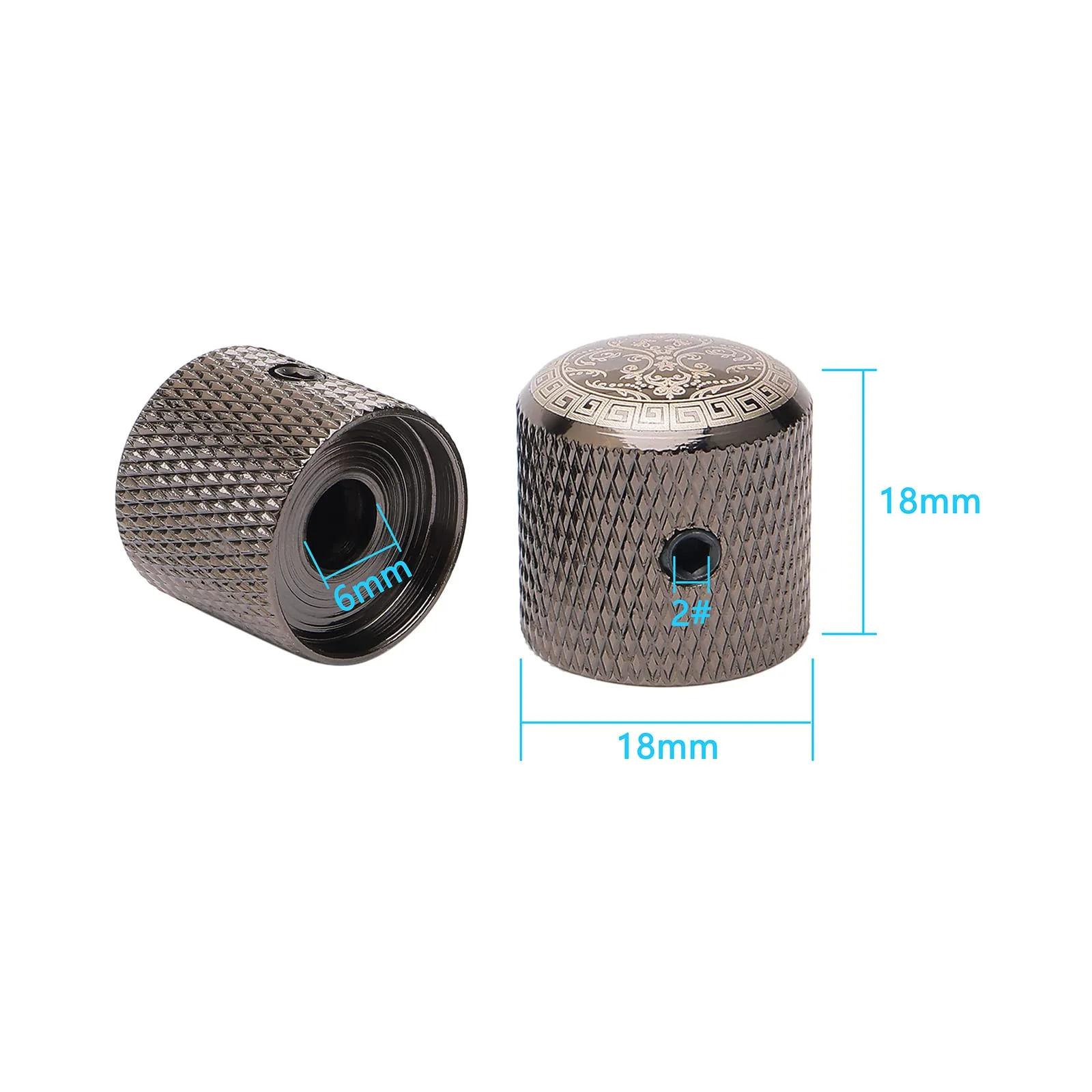 3PCS Classical Guitar Knobs Vintage-Inspired Engraved Metal Volume Tone Knobs for 6mm Shaft Pots Guitar - Image 2