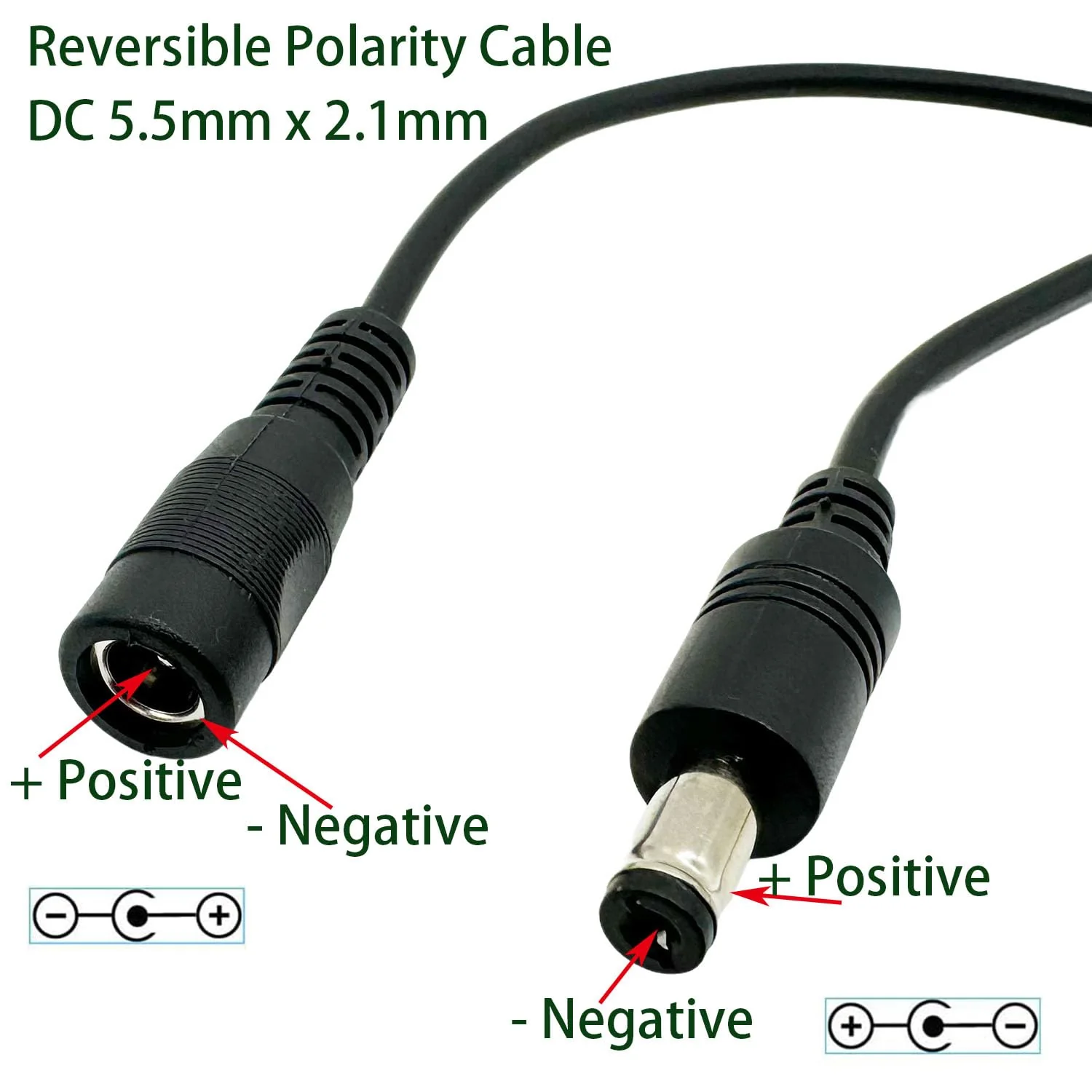 3Pcs DC Power 5.5mm x 2.1mm Reverse Polarity Power Converter Cable Cord for Keyboard Guitar Piano Effect Pedals Speaker Radio - Image 2