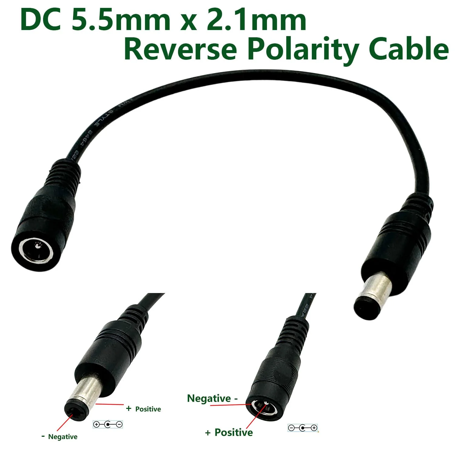 3Pcs DC Power 5.5mm x 2.1mm Reverse Polarity Power Converter Cable Cord for Keyboard Guitar Piano Effect Pedals Speaker Radio - Image 7