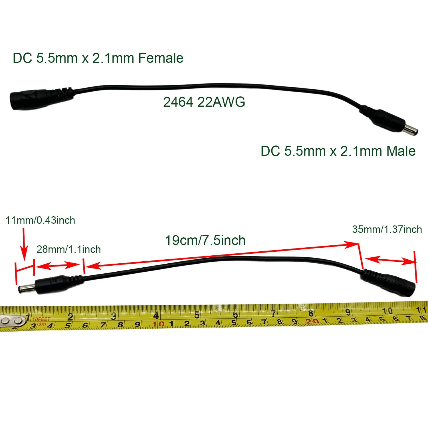 3Pcs DC Power 5.5mm x 2.1mm Reverse Polarity Power Converter Cable Cord for Keyboard Guitar Piano Effect Pedals Speaker Radio - Image 8