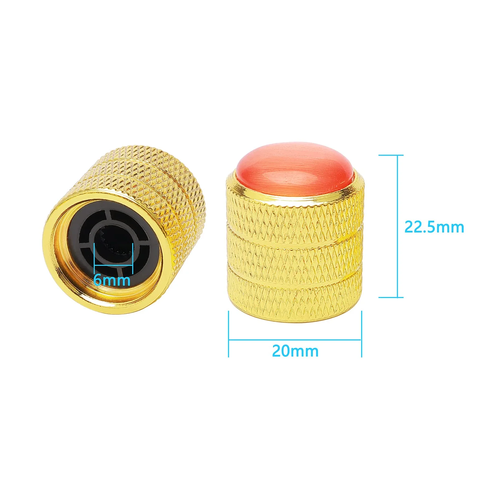 3PCS Gold Metal Guitar Speed Control Knobs Volume Tone Control Knobs with Red Dome for 6mm Shaft Pots - Image 2