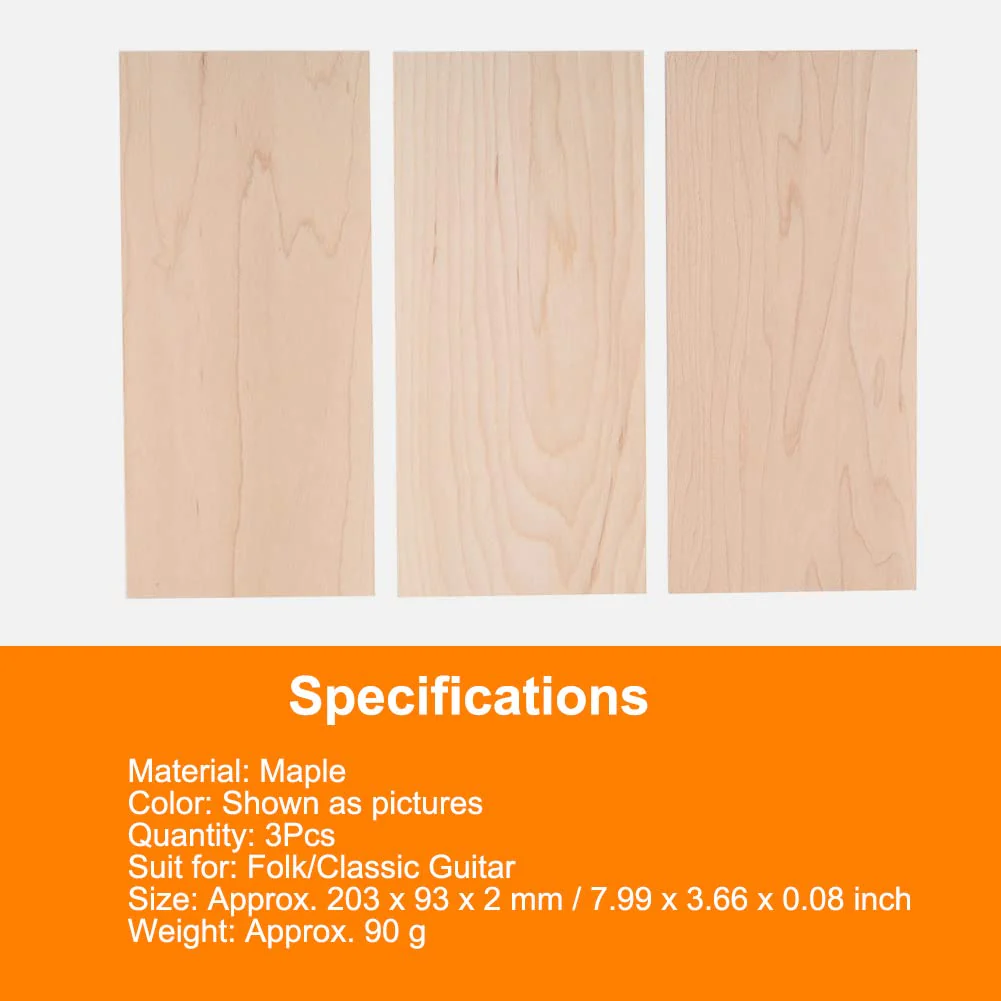 3Pcs Guitar Head Veneers, Maple Guitar Headplate for Guitar Luthiers Replacement Tool Maple Wood Veneer Maple Veneer - Image 4