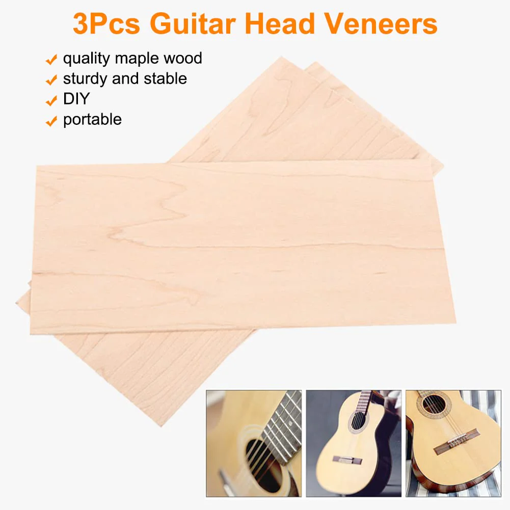 3Pcs Guitar Head Veneers, Maple Guitar Headplate for Guitar Luthiers Replacement Tool Maple Wood Veneer Maple Veneer - Image 5
