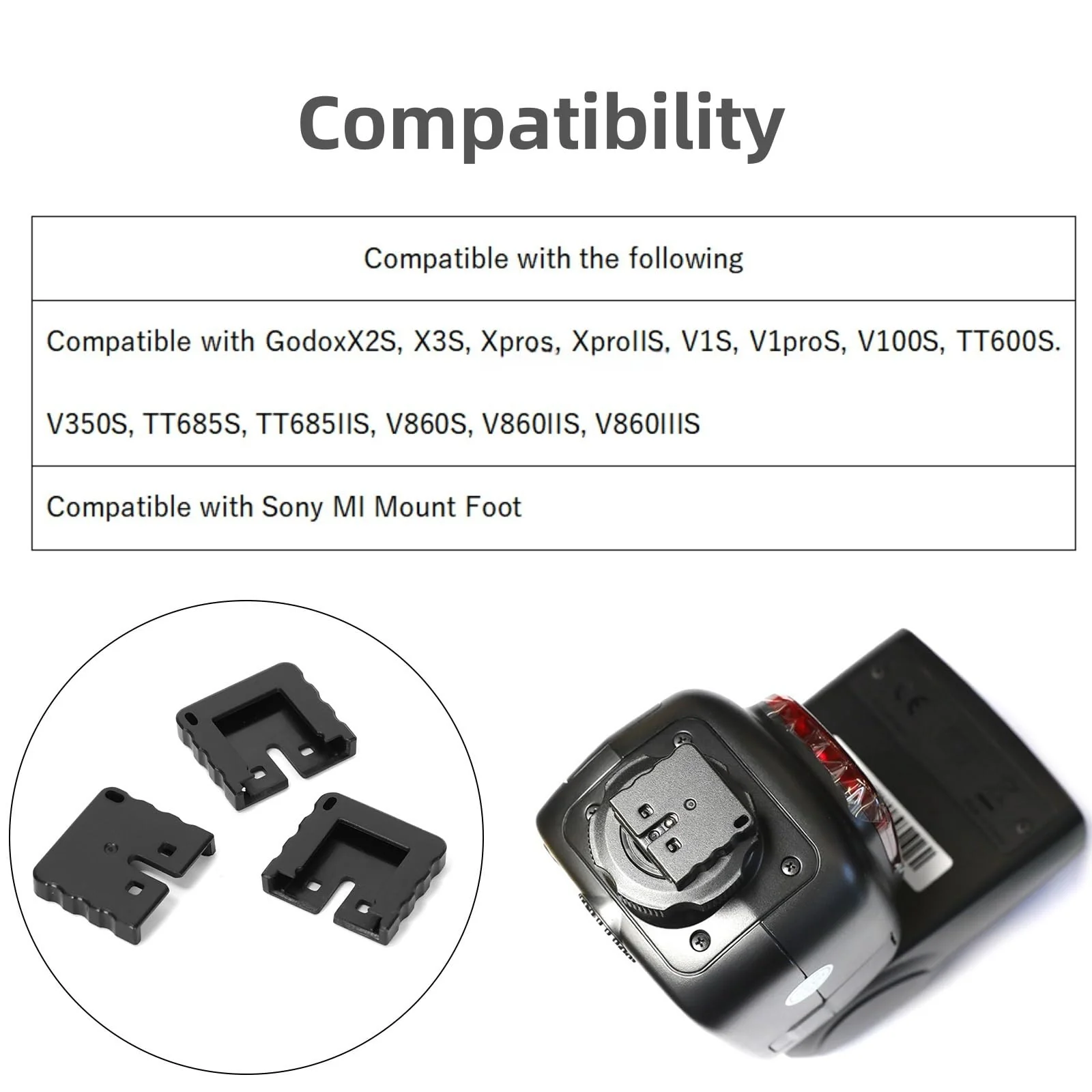 3Pcs Hot Shoe Mount Foot Case Compatible with Sony MI Port Godox X2S X3S Xpros XproIIS V1S V1proS Etc - Image 2