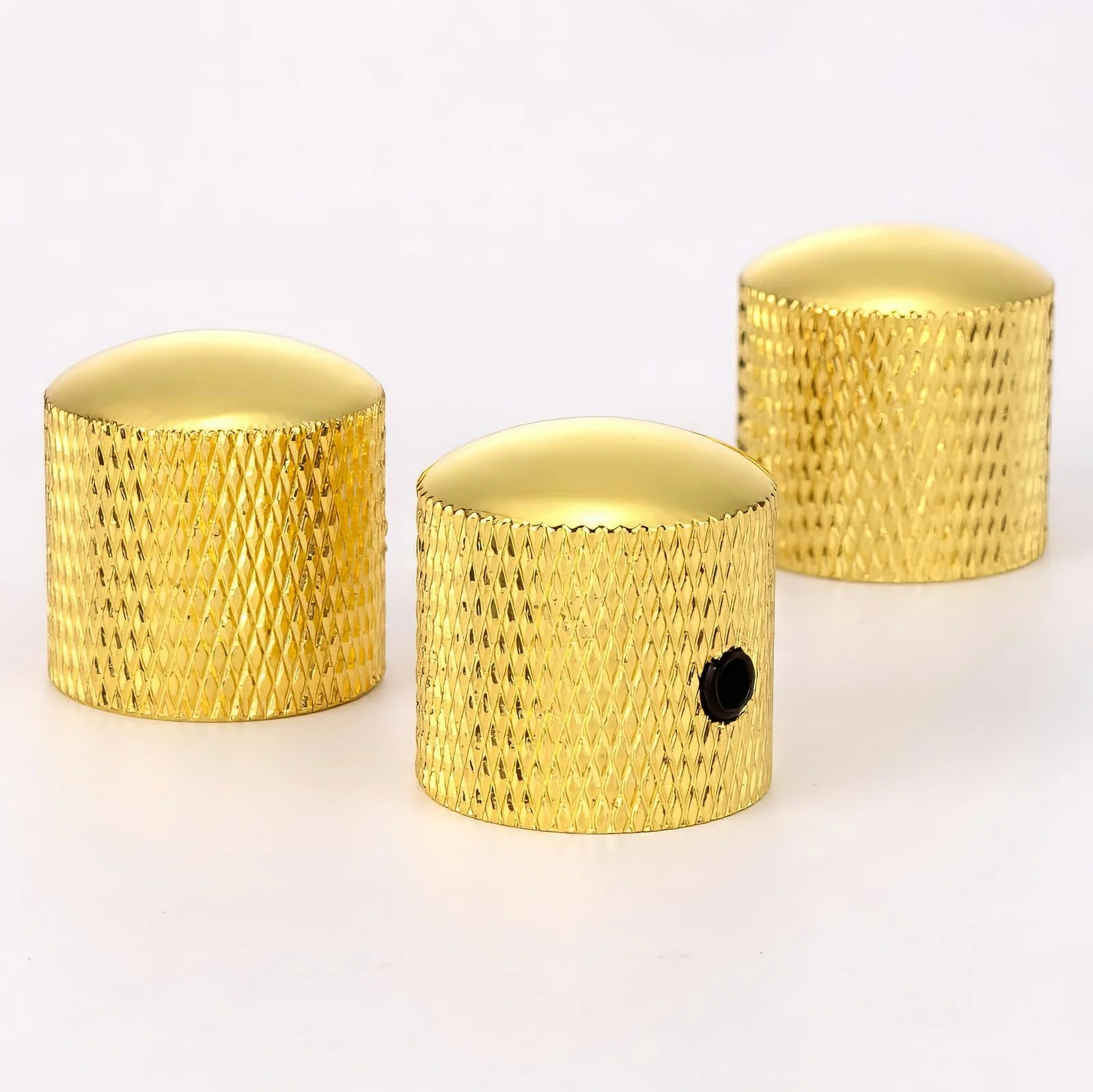 3PCS Metal Volume Tone Dome Guitar Speed Control Knurled Shaft Pots Knobs with Keys Screws Set for Electric Guitar or Bass (Gold) - Image 7