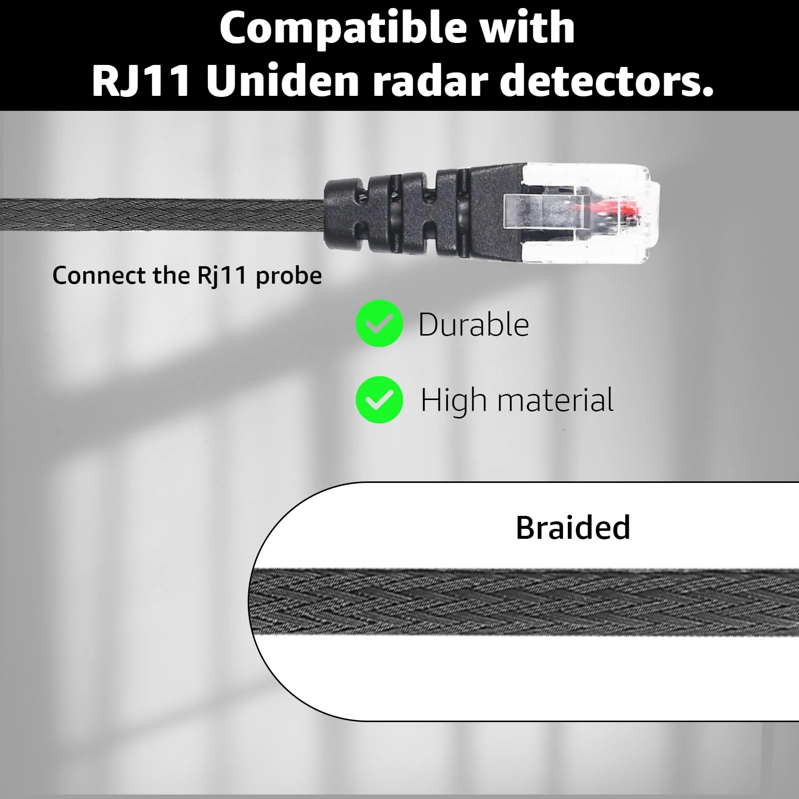 3PCS RJ11 Replacement Mirror Wire Power Cord for Uniden Radar Detectors，Fits R4 R3 R1 R7 R8 Model(3005201U) 3 - Image 6