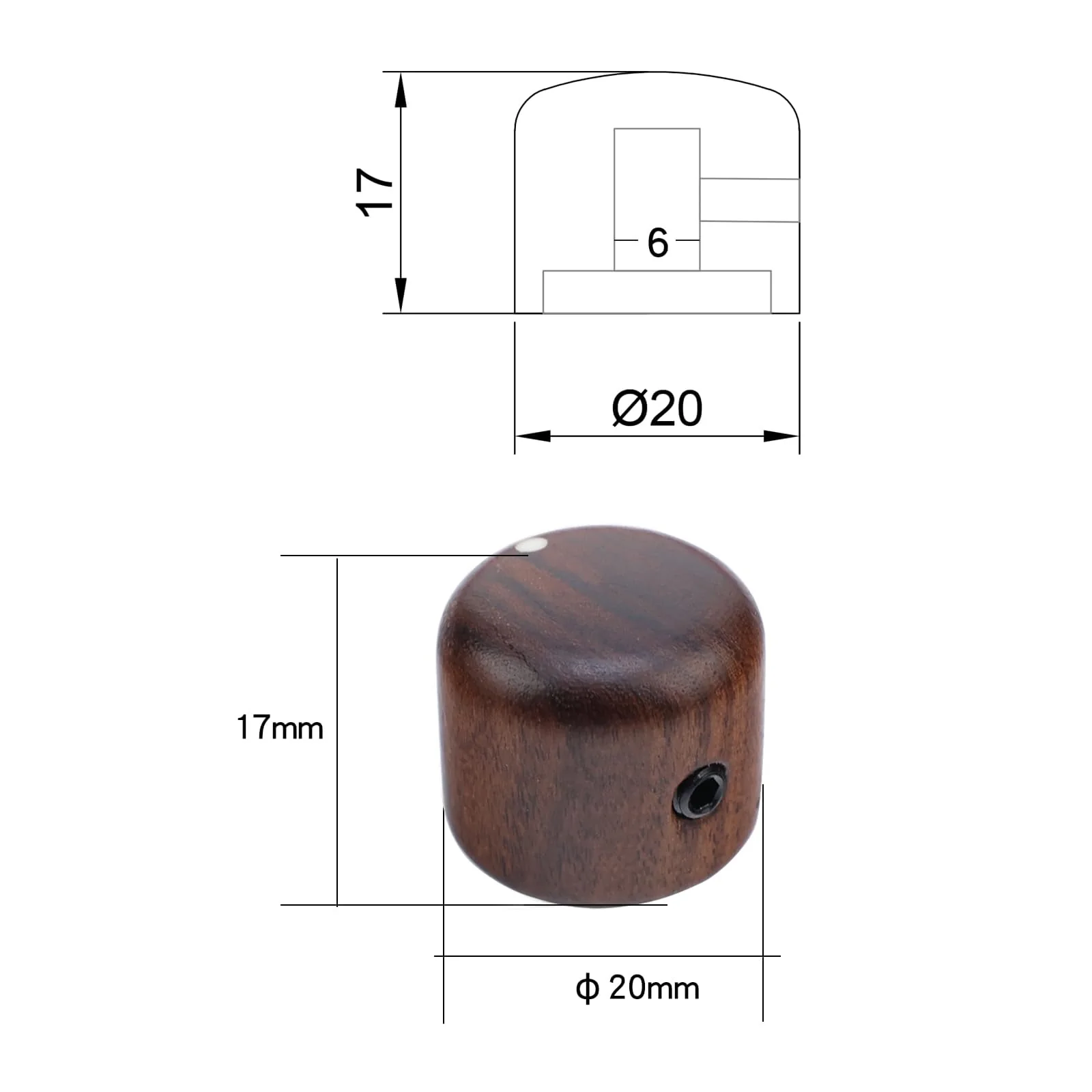 3Pcs Rose Wood Guitar Volume Tone Knobs with Brass Hole Bass Guitar Control Knobs for Strat Telecaster Jazz Les Paul Replacement Parts 3 Piece Rosewood-6.0 - Image 6
