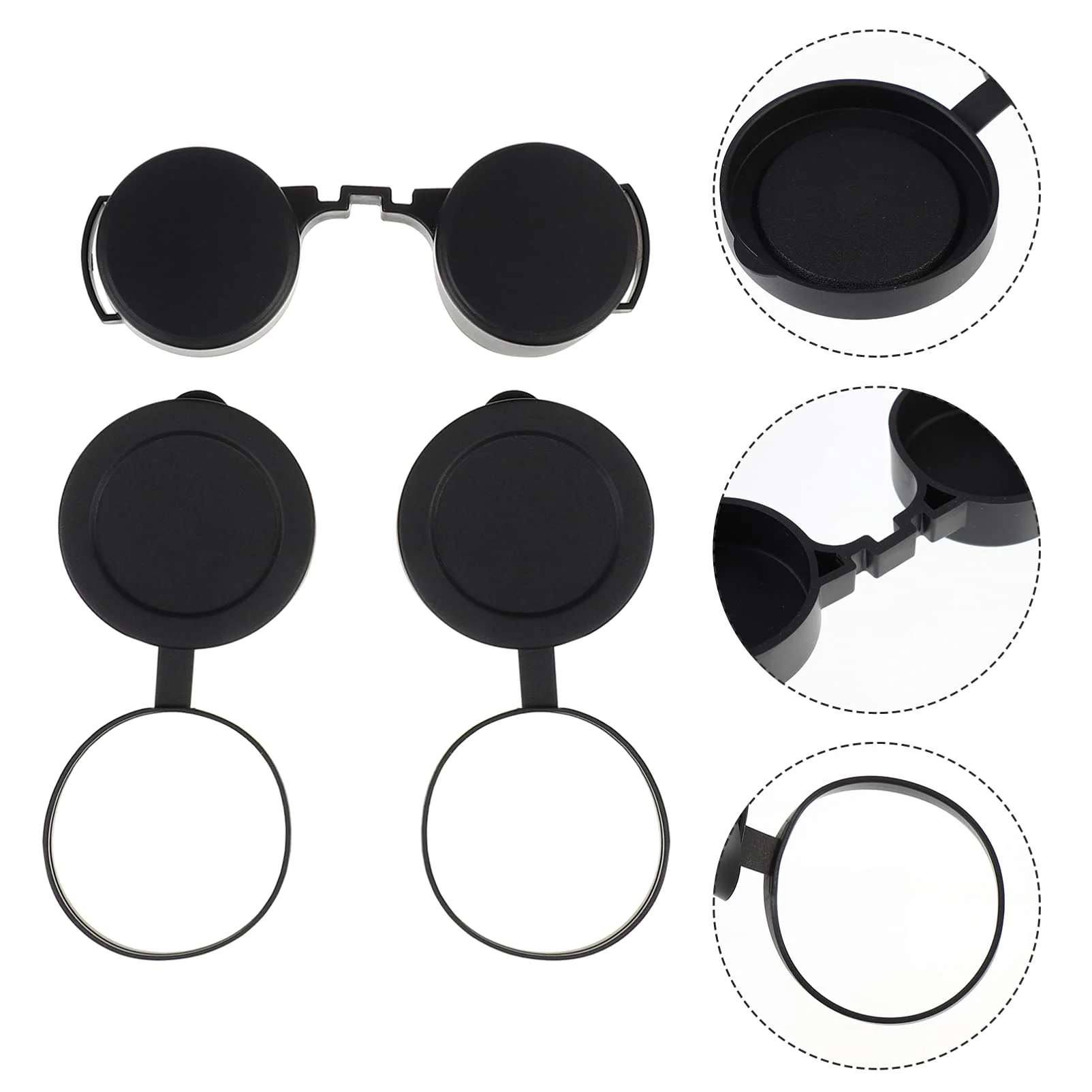 3Pcs Rubber Objective Lens Cover Eyepiece Flip- Open Scope Cover for Binoculars Telescope Accessories (Black) - Image 2