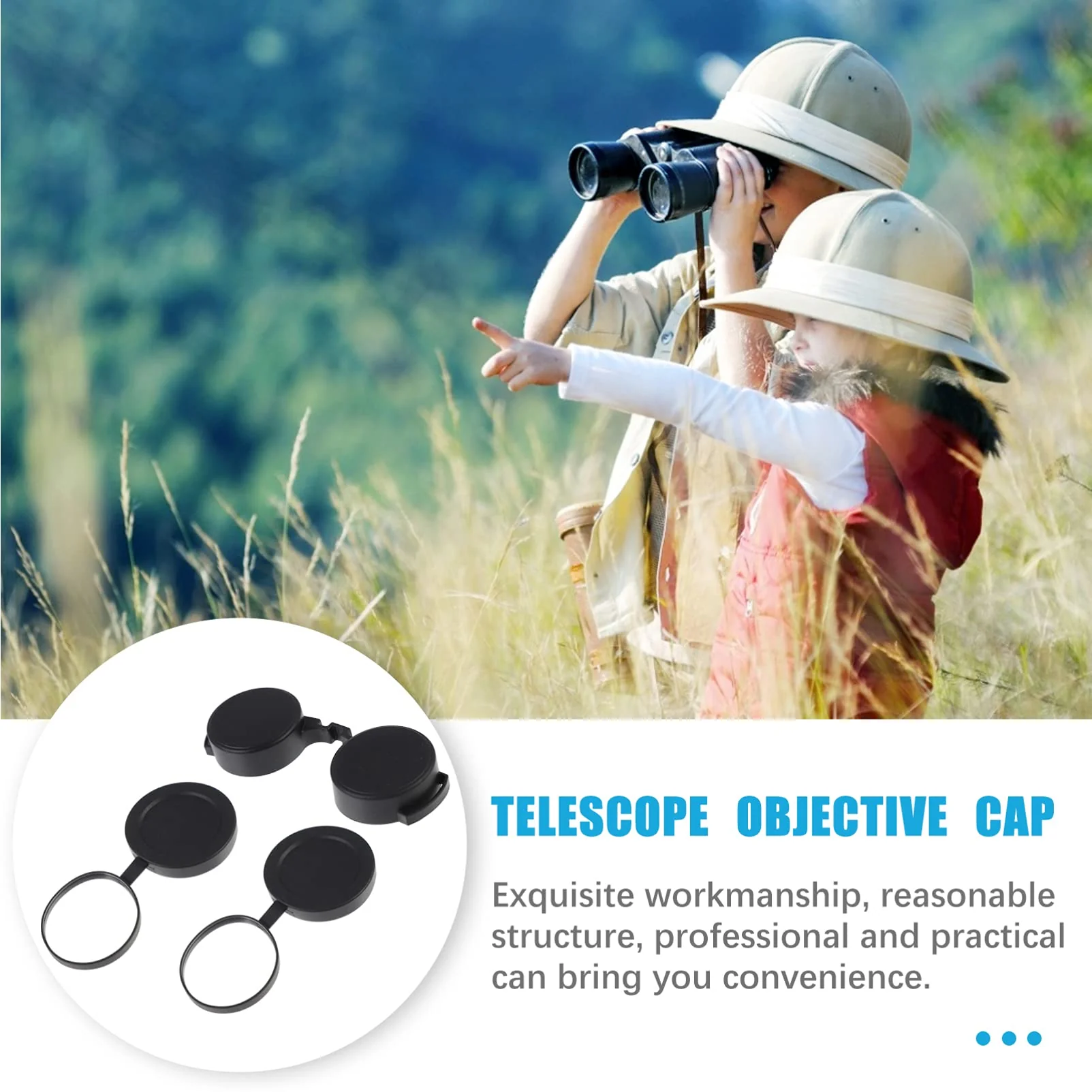 3Pcs Rubber Objective Lens Cover Eyepiece Flip- Open Scope Cover for Binoculars Telescope Accessories (Black) - Image 4