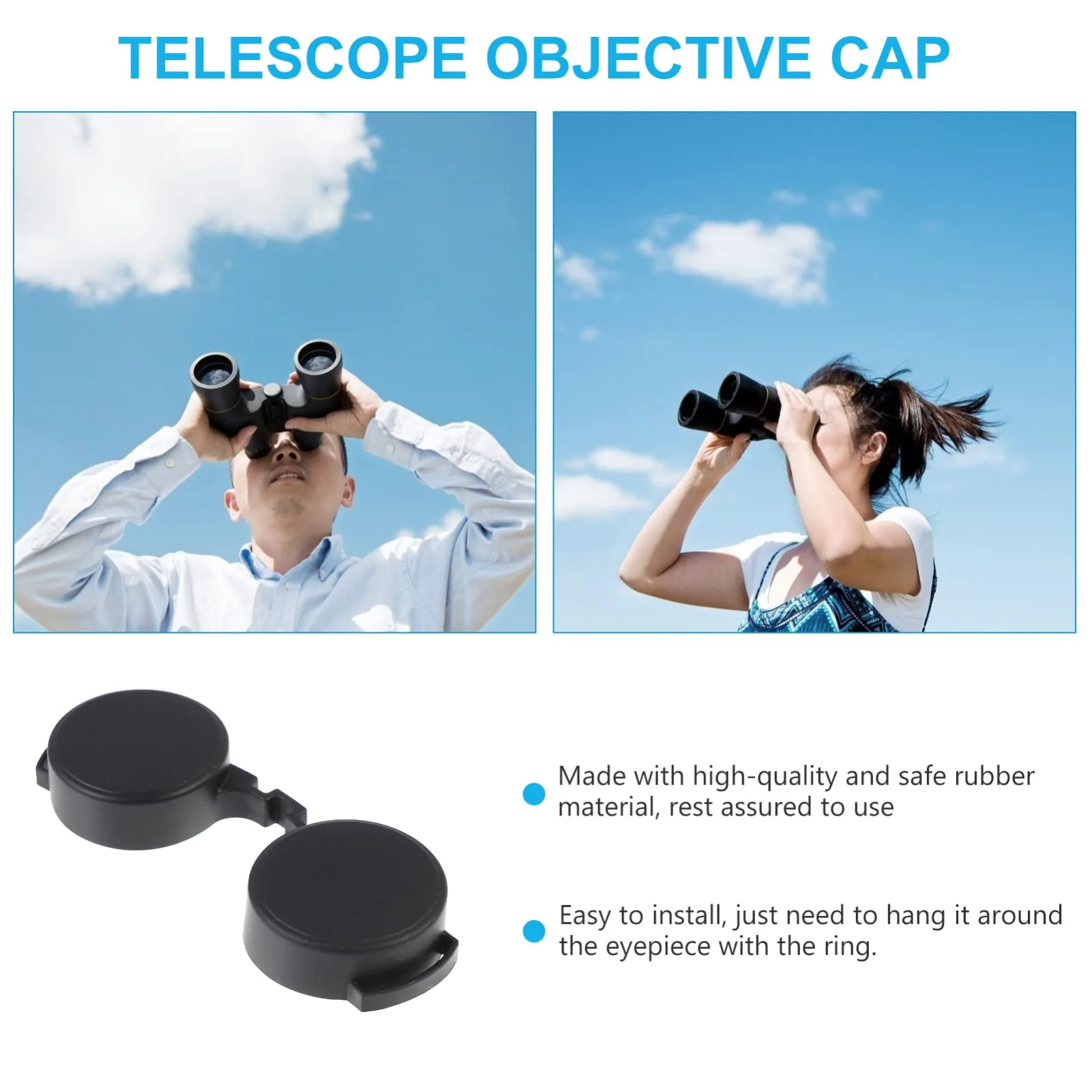 3Pcs Rubber Objective Lens Cover Eyepiece Flip- Open Scope Cover for Binoculars Telescope Accessories (Black) - Image 5