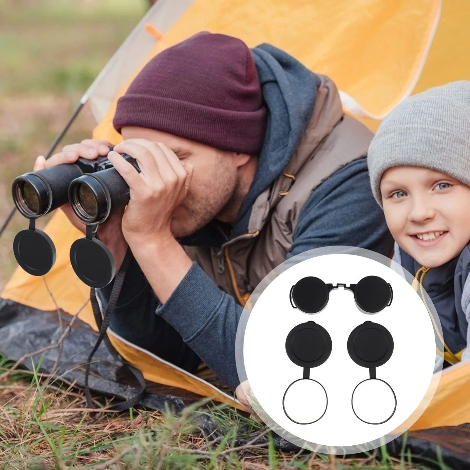 3Pcs Rubber Objective Lens Cover Eyepiece Flip- Open Scope Cover for Binoculars Telescope Accessories (Black) - Image 6