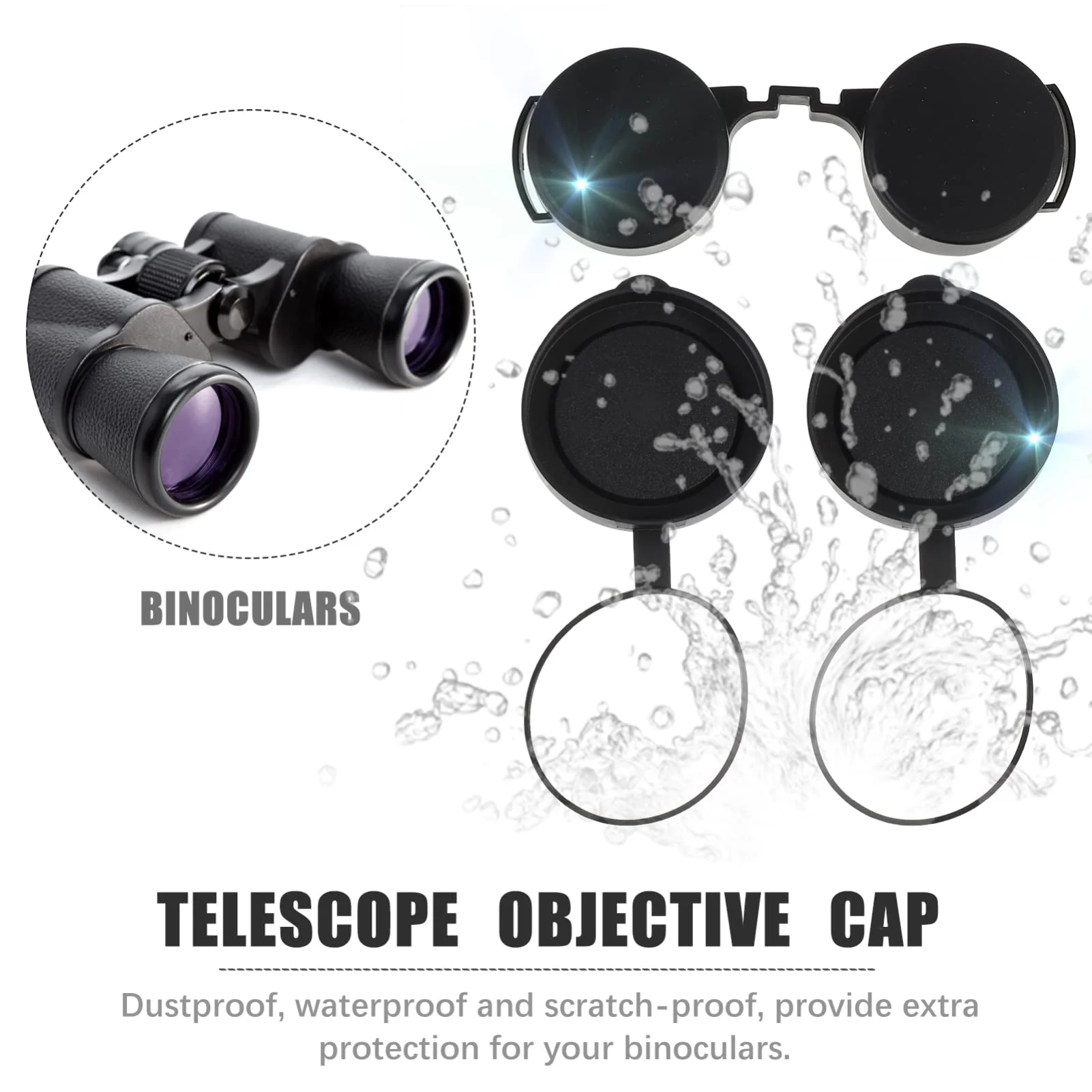 3Pcs Rubber Objective Lens Cover Eyepiece Flip- Open Scope Cover for Binoculars Telescope Accessories (Black) - Image 7