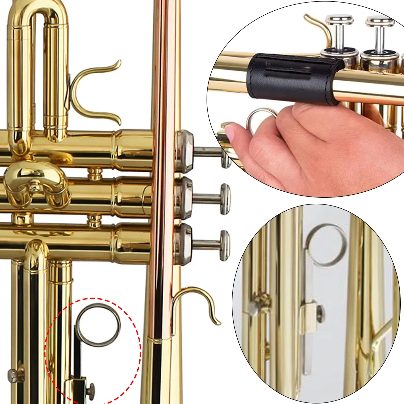 3pcs Silver Copper Trumpet Slide Finger Ring, Trumpet Valve Pull Ring with 3 Screws, 3 Inch Length Trumpet Slide Finger Ring, Trumpet Accessories Compatible with Yamaha Trumpet - Image 4