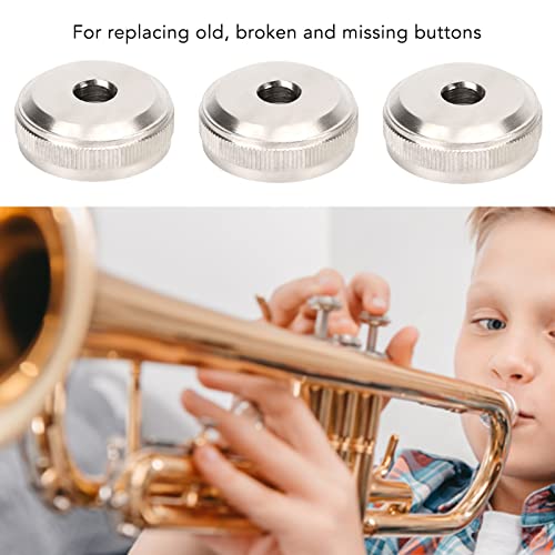 3Pcs Trumpet Valve Buttons Metal Silver Screw Piston for Trumpet Replacement 0.8 * 2.18 * 2.18mm Trumpet Bottom Valve Cap - Image 2