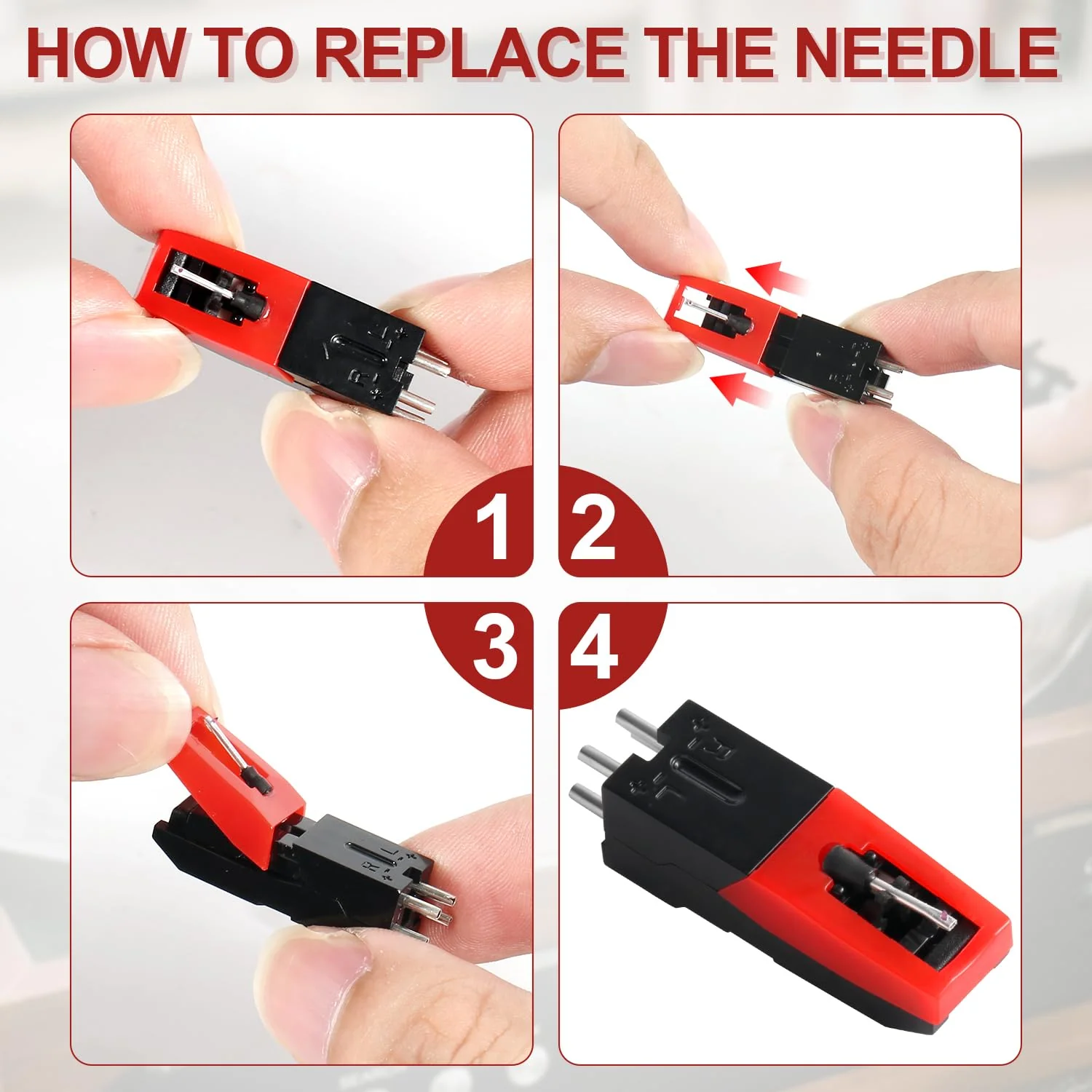 3pcs Universal Record Player Cartridge, Vinyl Turntable Cartridges Replacement Diamond Stylus Needle Turntable Needle Record Player Needle for LP Phonograph, Victrola, ION, Crosley - Image 5