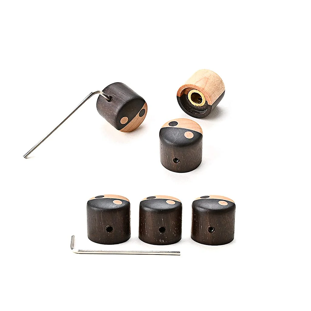 3pcs Wood Guitar Knobs Bass Dome Knobs Audio Knob Volume Control Knobs for Electric Guitar or Precision Bass (Black) Black - Image 2