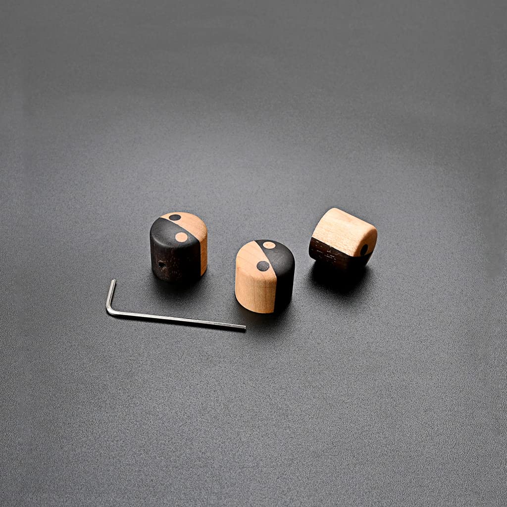 3pcs Wood Guitar Knobs Bass Dome Knobs Audio Knob Volume Control Knobs for Electric Guitar or Precision Bass (Black) Black - Image 5