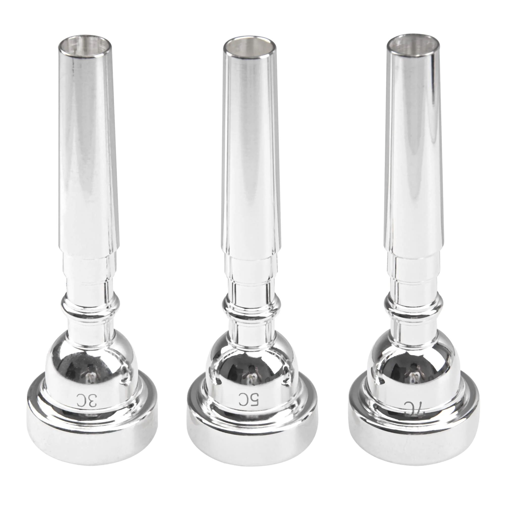 3Pcs Yootones Trumpet Mouthpiece 7C 5C 3C Trumpet Mouthpiece Set for Beginners and Professional Players (Silver) Silver - Image 2