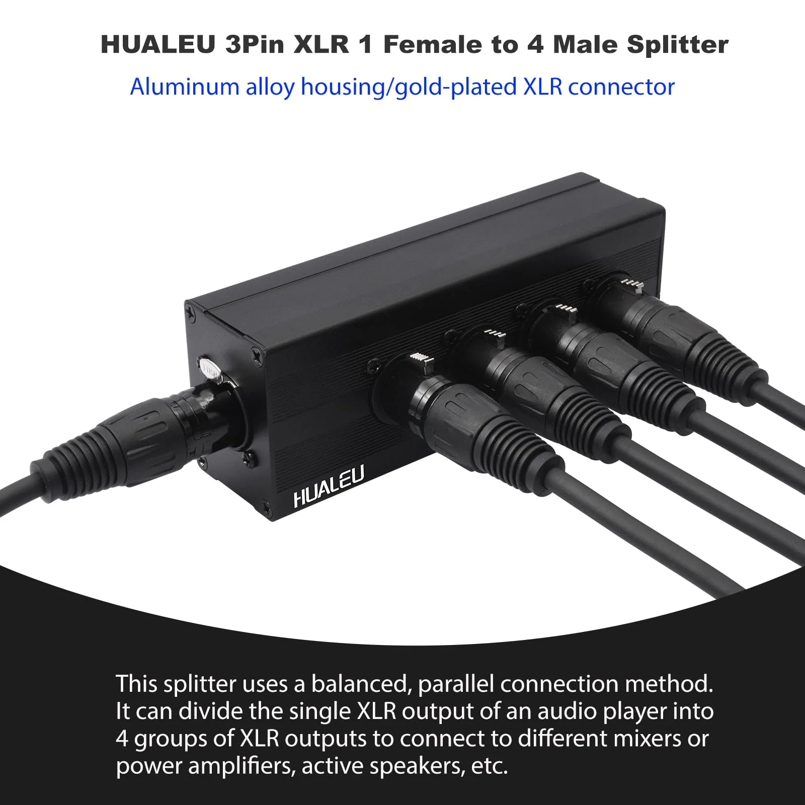 3Pin XLR 1 Female to 4 Male Splitter,4Way XLR Single Input to Four Output Parallel Connection Adapter,One Input to 4 Output Audio DMX Adapter - Image 4