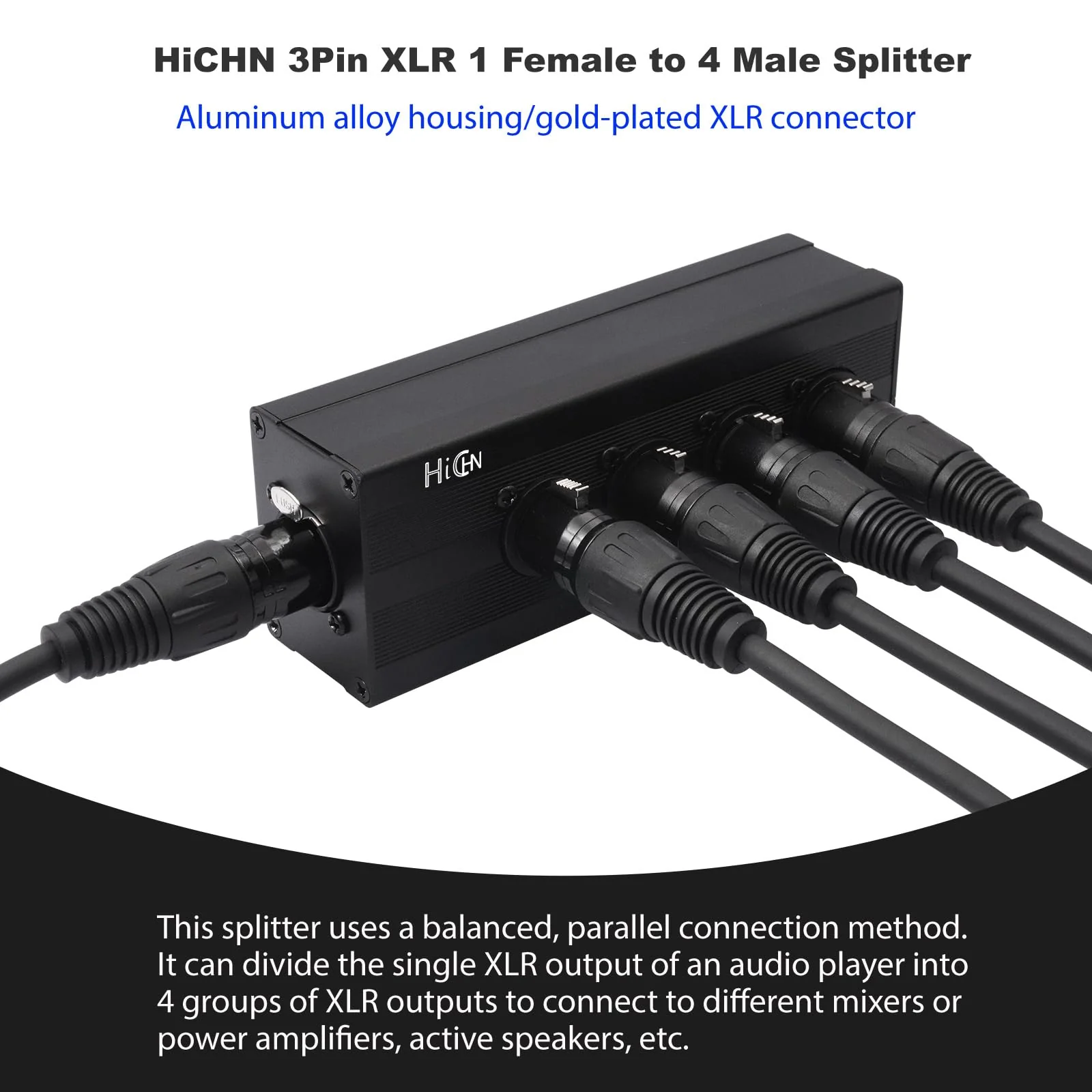 3Pin XLR 1 Female to 4 Male Splitter Converter, 4Way XLR Single Input to Four Output Parallel Connection Adapter, One Input to 4 Output Audio DMX Adapter - Image 4