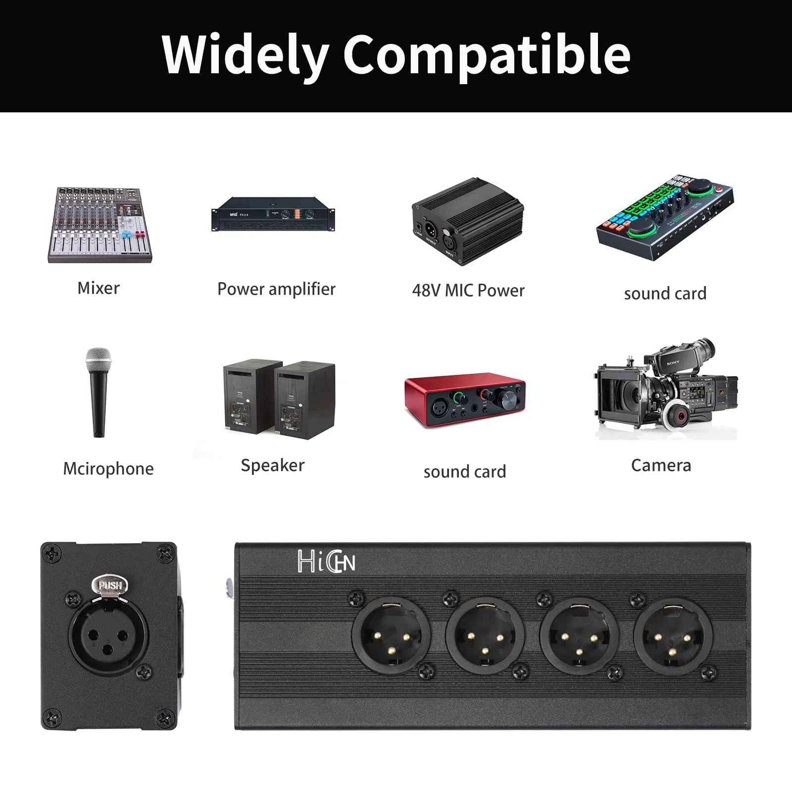 3Pin XLR 1 Female to 4 Male Splitter Converter, 4Way XLR Single Input to Four Output Parallel Connection Adapter, One Input to 4 Output Audio DMX Adapter - Image 5