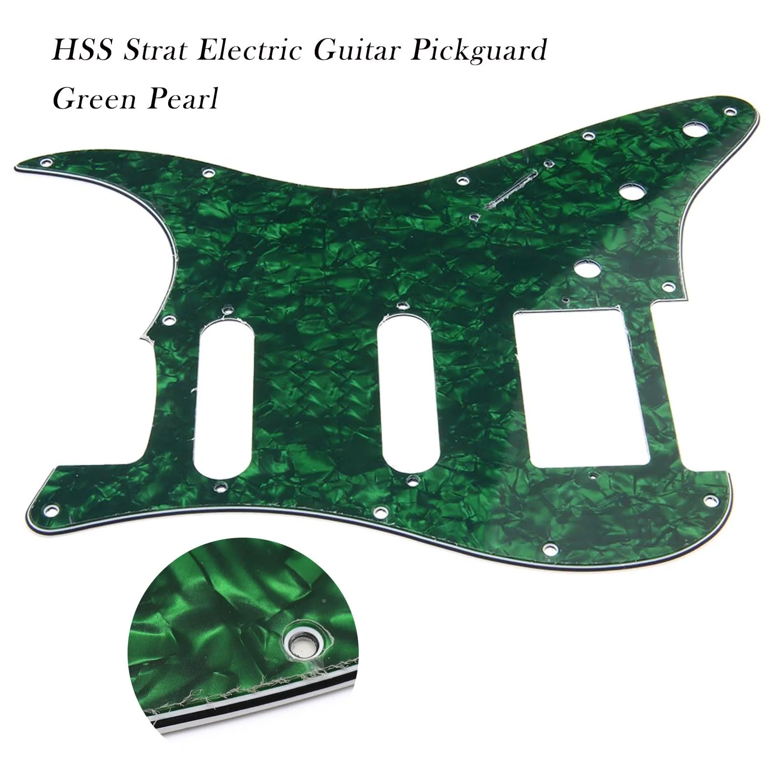 3ply 11 Hole ST/Strat Style Pickguard HSS Pick Guard for USA/Mexico Stratocaster/Strat vintage Style Guitar Parts (Green Pearl) Green Pearl - Image 2