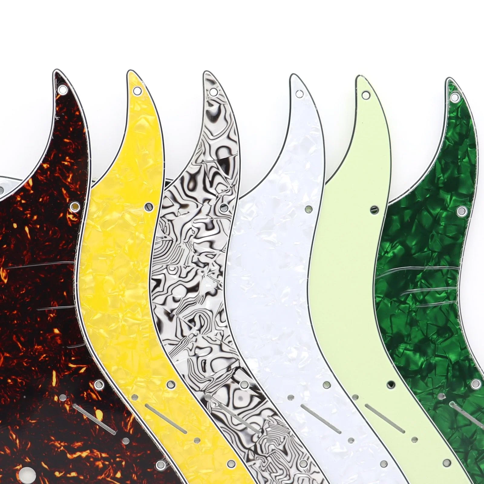 3ply 11 Hole ST/Strat Style Pickguard HSS Pick Guard for USA/Mexico Stratocaster/Strat vintage Style Guitar Parts (Green Pearl) Green Pearl - Image 6