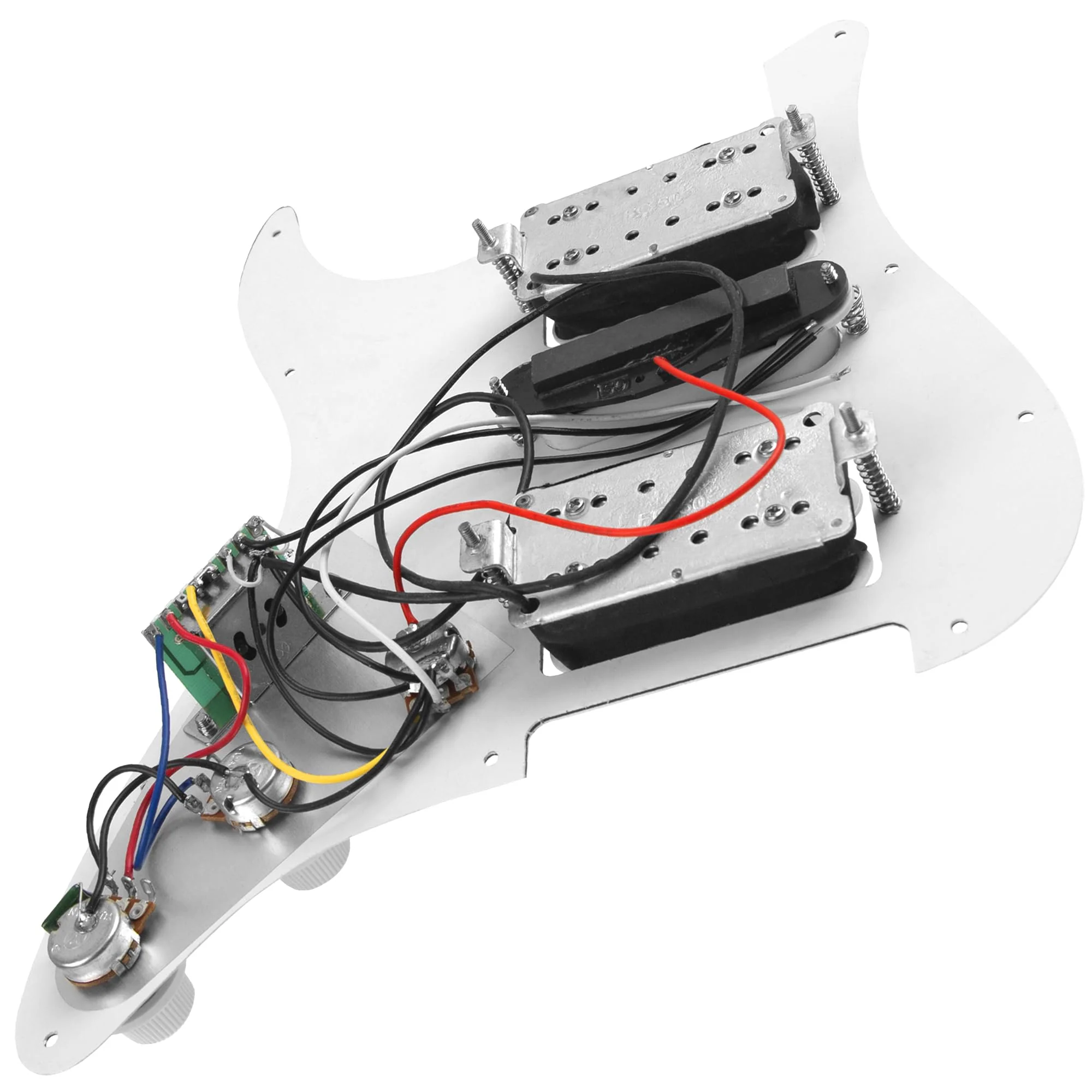 3Ply HSH 11 Hole Loaded Prewired Pickguard w/Alnico 5 Humbucker (2) Single-Coil (1) Pickups Compatible with Strat Fender Squier Guitar (White) White - Image 4