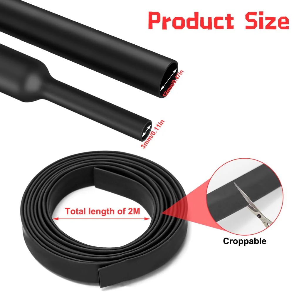 4:1 Heat Shrink Tubing, Diameter 12 mm & 2 m Heat Shrink Tubing, Sold by the Metre, Heat Shrink Tubing, Waterproof Insulation Tape for Cable Soldering Connections, Repairs, Cable Bundling (Red Ø12mm & 2m - Image 2