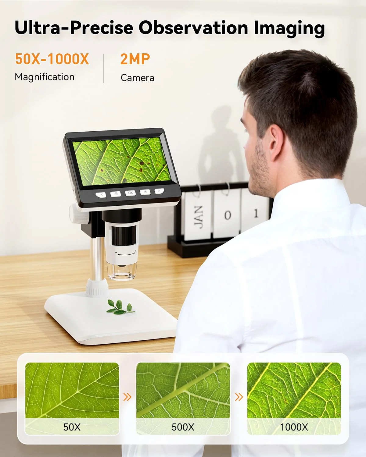 4.3" Digital Microscope for Adults, SKYEAR Coin Microscope1000X Magnification with 8 Ajustable LED Fill Lights, USB Microscope for Windows/MacOS, Coin Collection Supplies - Image 3