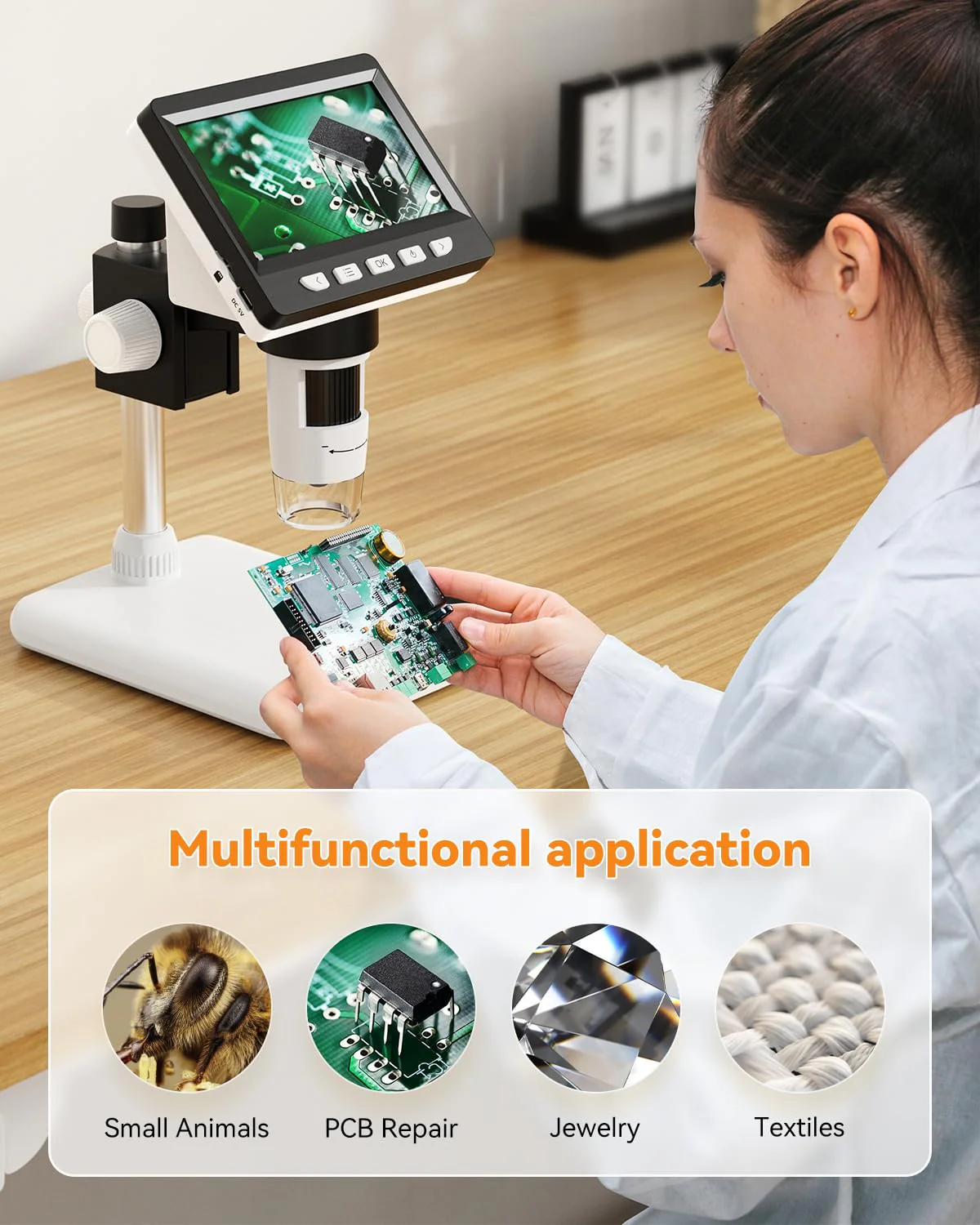 4.3" Digital Microscope for Adults, SKYEAR Coin Microscope1000X Magnification with 8 Ajustable LED Fill Lights, USB Microscope for Windows/MacOS, Coin Collection Supplies - Image 6