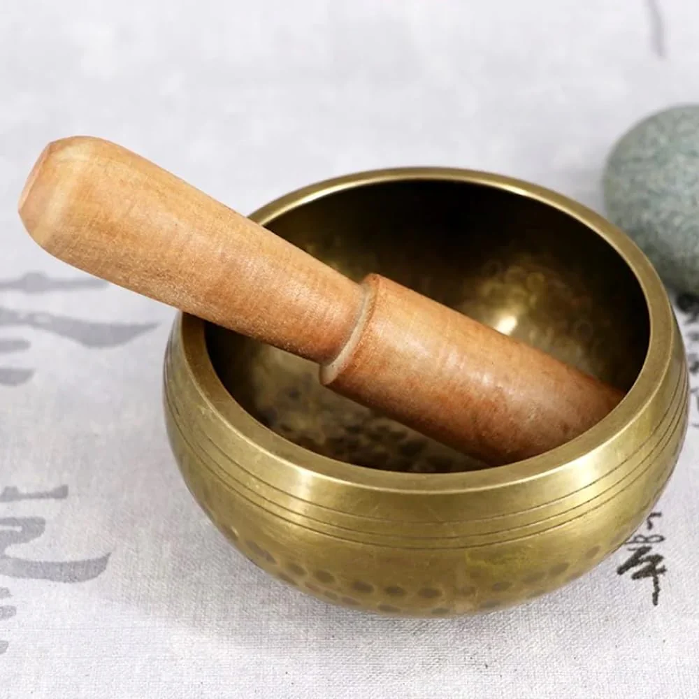 4.3‘’Handmade Buddhist Brass Music Bowl, Singing Bowl with Wood Mallet for Meditation, Yoga, Chanting, Music Therapy - Image 4