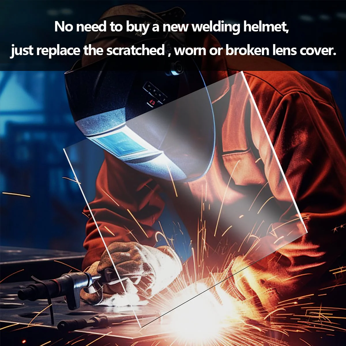 4.33''x3.54'' Welding Helmet Hood Clear Lens Cover, Universal Welding Protective Lens Replacement (20pcs) 4.33" x 3.54" - Image 6